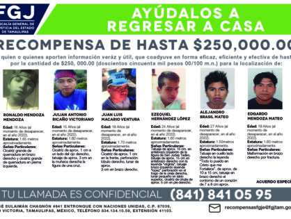 EDGARDO MENDOZA MATEO, EZEQUIEL HERNÁNDEZ LÓPEZ, JUAN EDUARDO LECHUGA AGUACUATA, RONALDO MENDOZA MENDOZA, JULIÁN ANTONIO RICAÑO VICTORIANO, RUDY