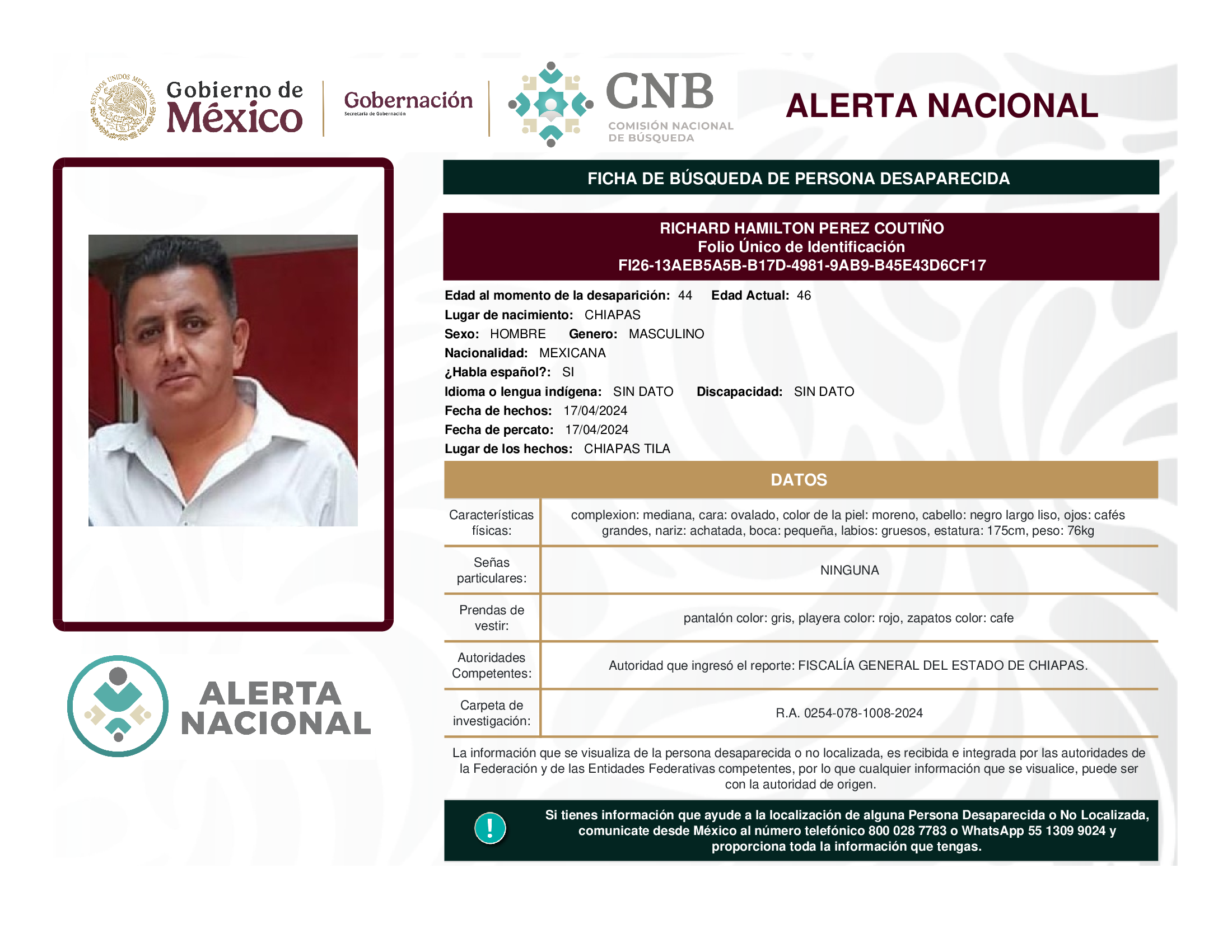 RICHARD HAMILTON PEREZ COUTIÑO