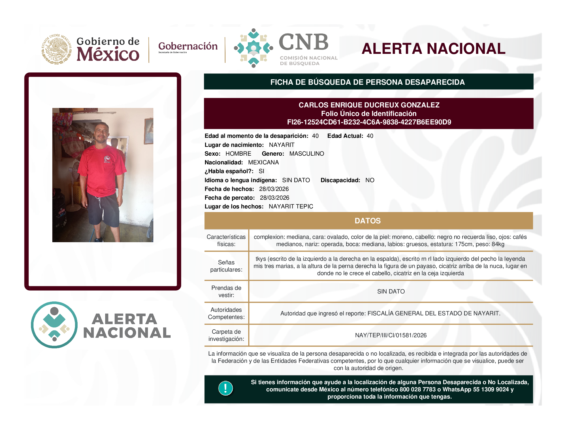 CARLOS ENRIQUE DUCREUX GONZALEZ