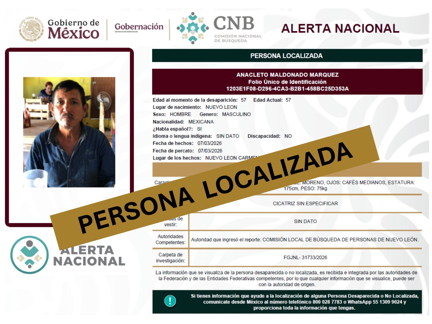 ANACLETO MALDONADO MARQUEZ CANCELADA