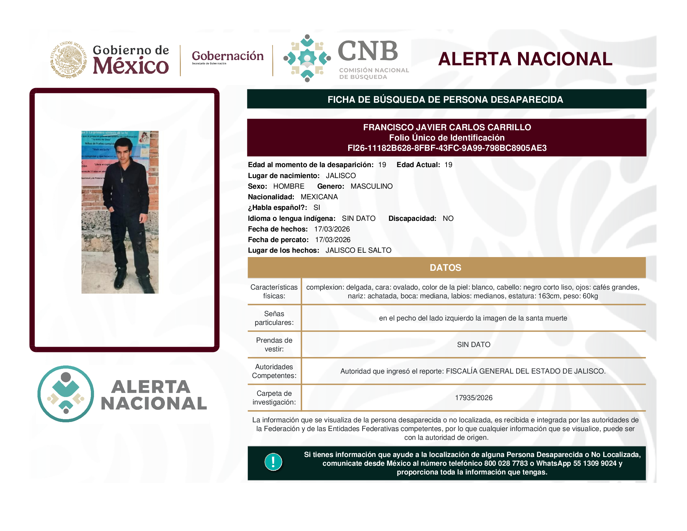 FRANCISCO JAVIER CARLOS CARRILLO