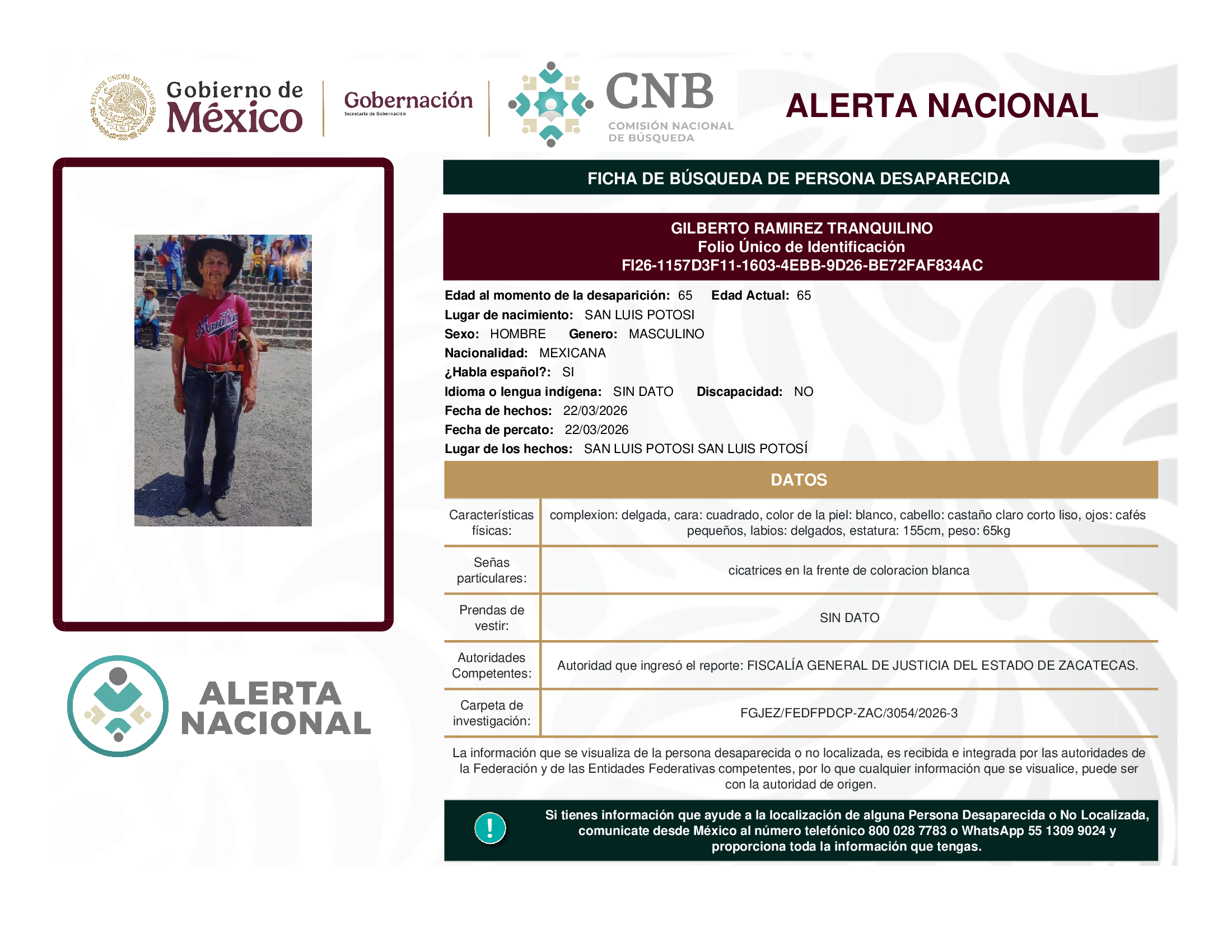 GILBERTO RAMIREZ TRANQUILINO