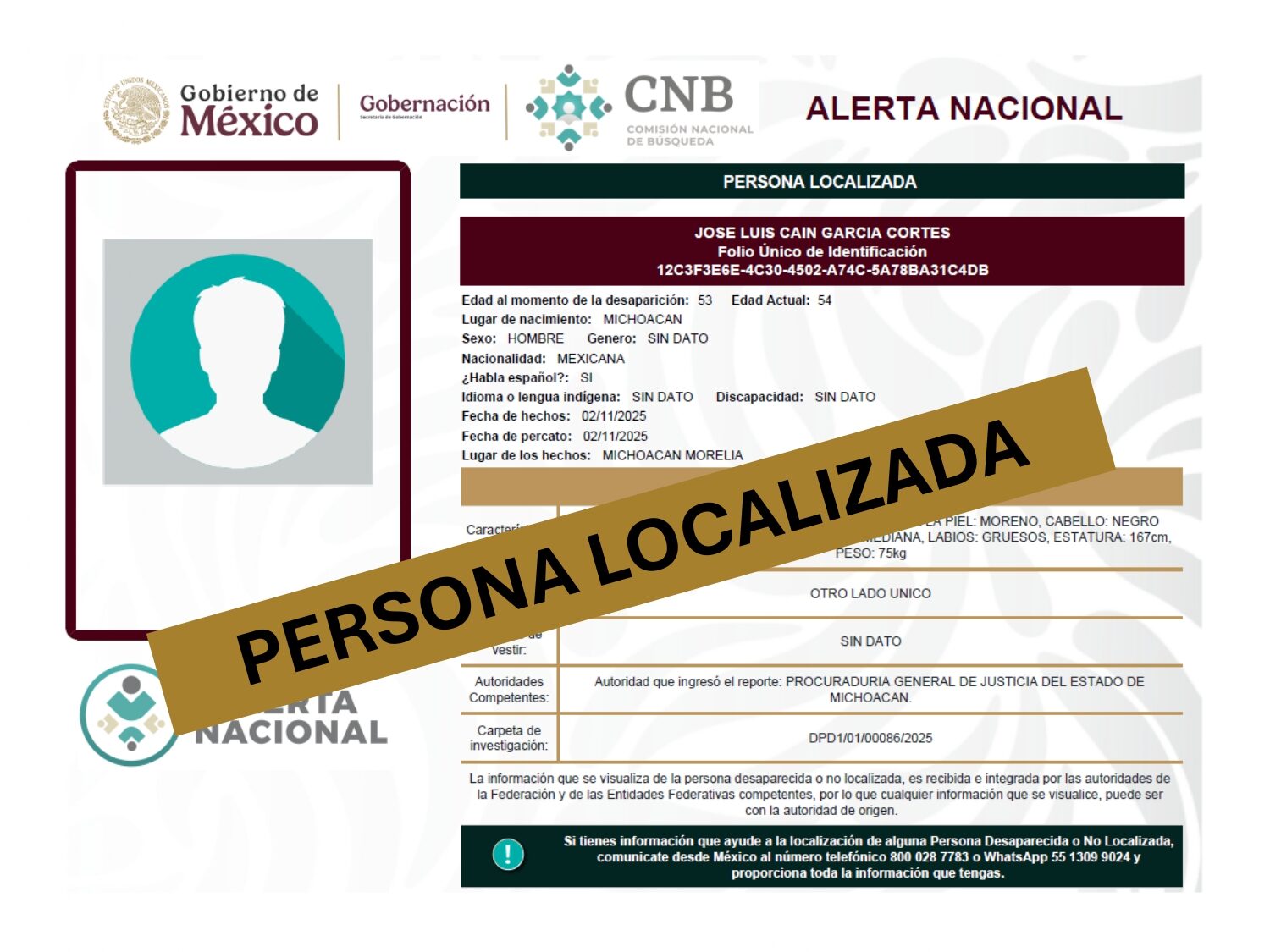 JOSE LUIS CAIN GARCIA CORTES CANCELADA