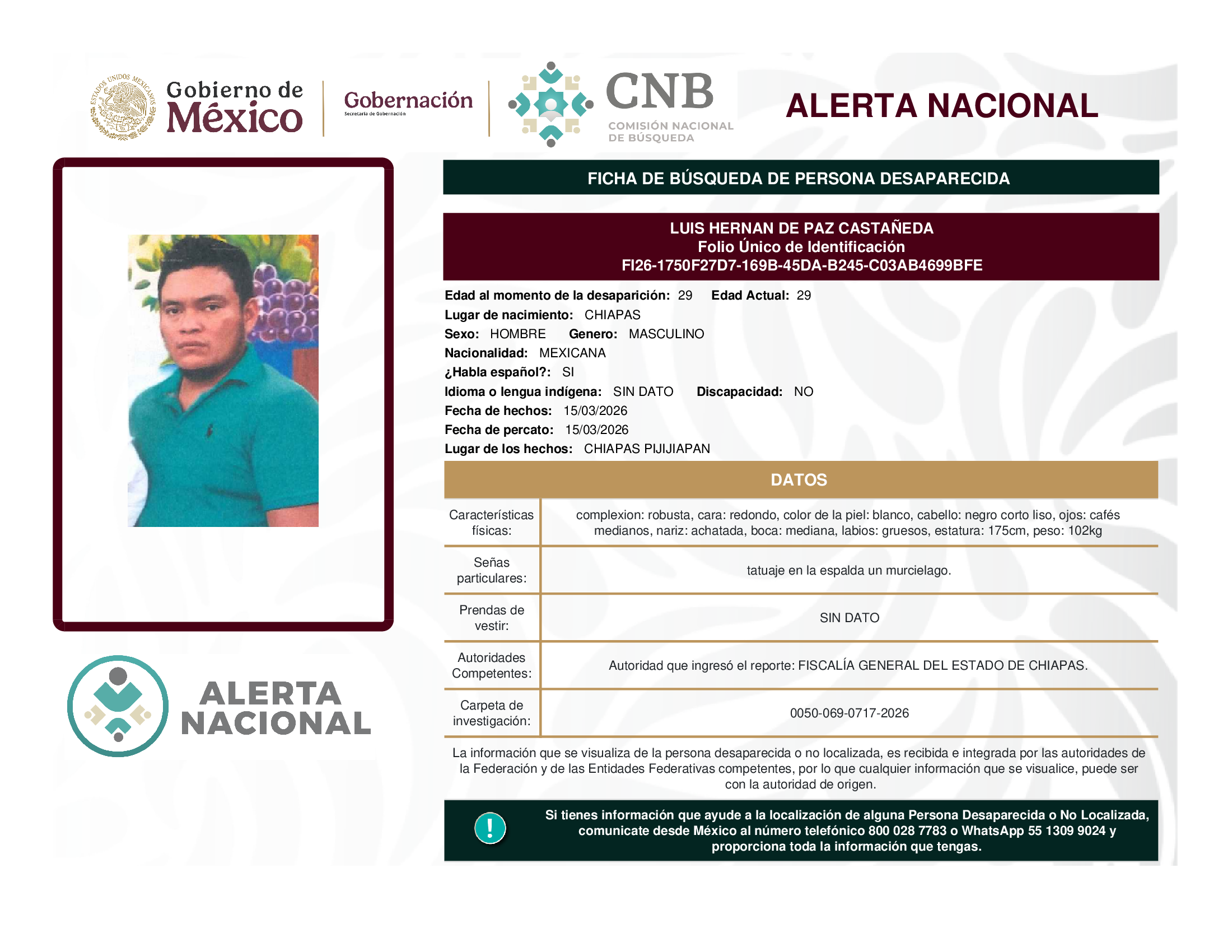 LUIS HERNAN DE PAZ CASTAÑEDA