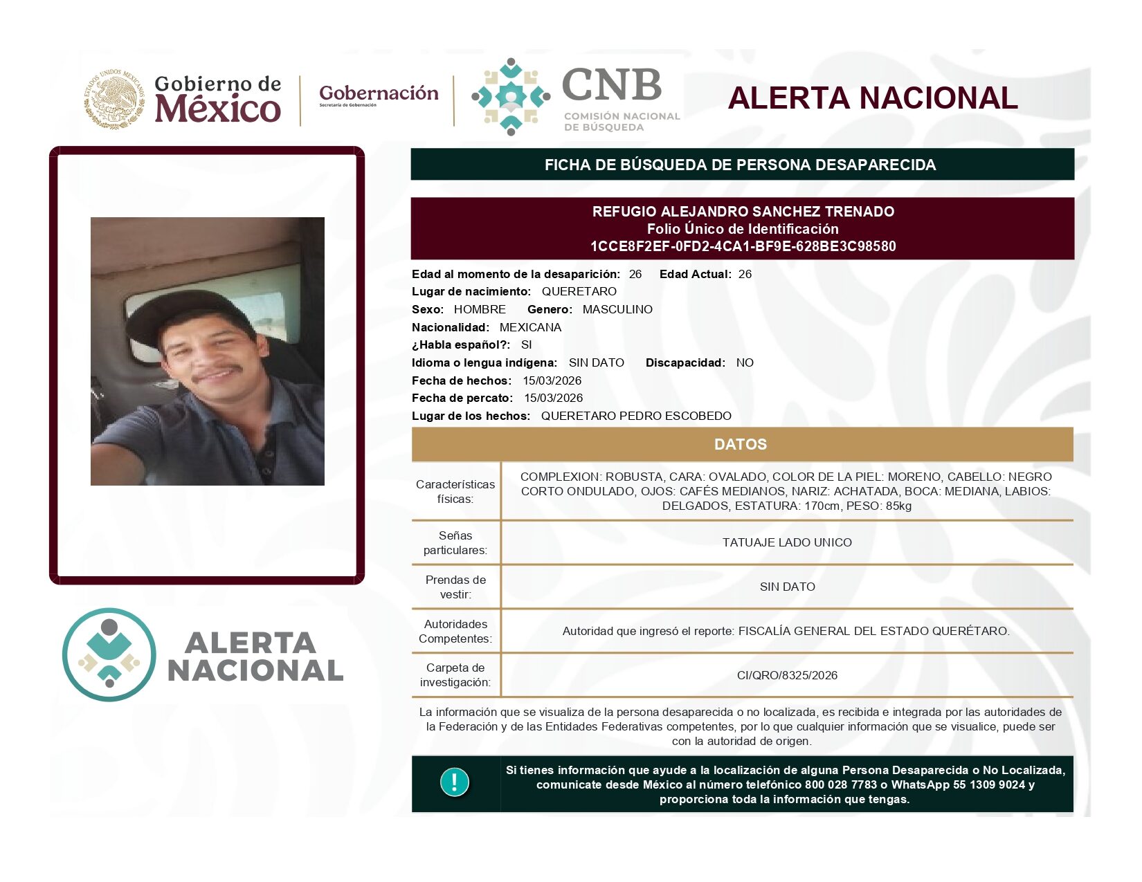 REFUGIO ALEJANDRO SANCHEZ TRENADO