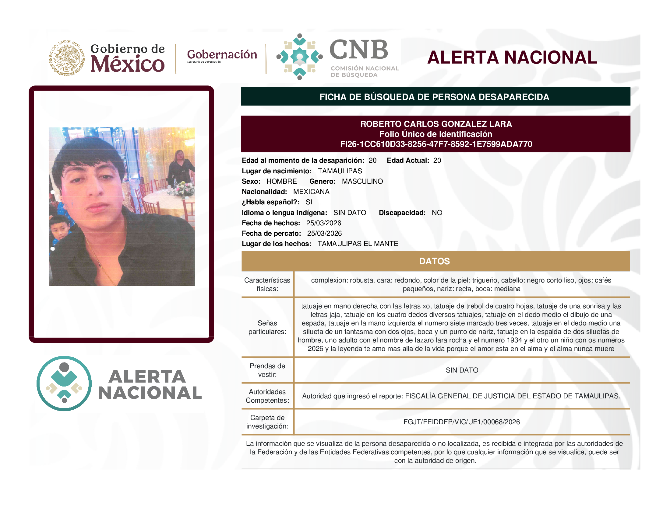 ROBERTO CARLOS GONZALEZ LARA