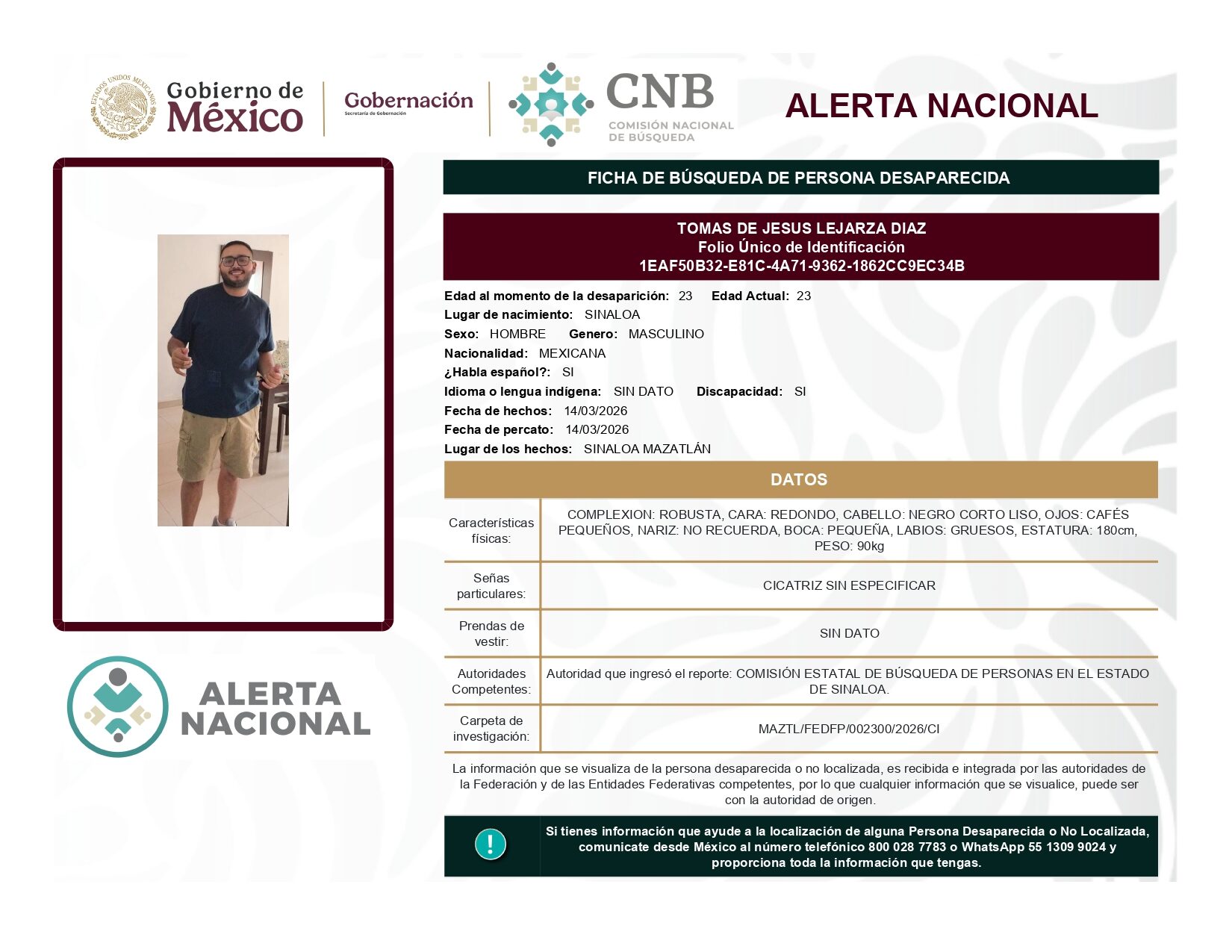 TOMAS DE JESUS LEJARZA DIAZ