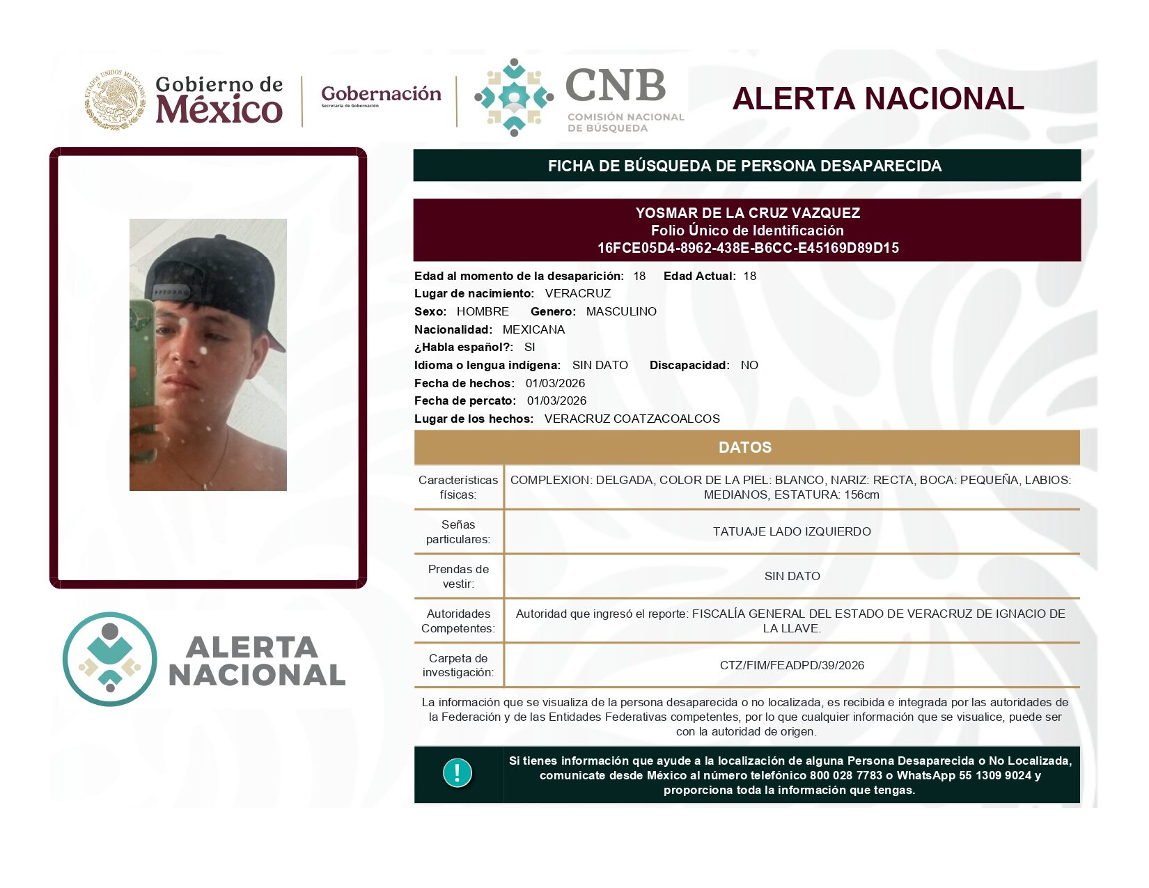 YOSMAR DE LA CRUZ VAZQUEZ