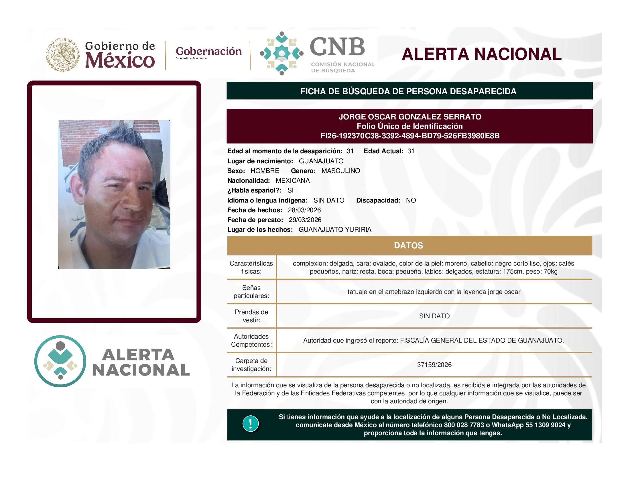 JORGE OSCAR GONZALEZ SERRATO