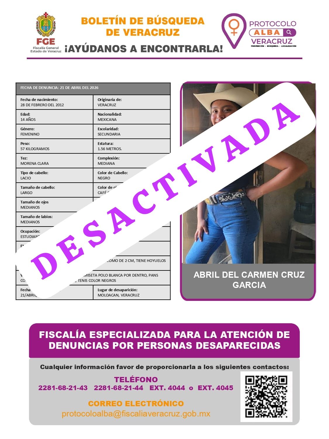 ABRIL DEL CARMEN CRUZ GARCIA