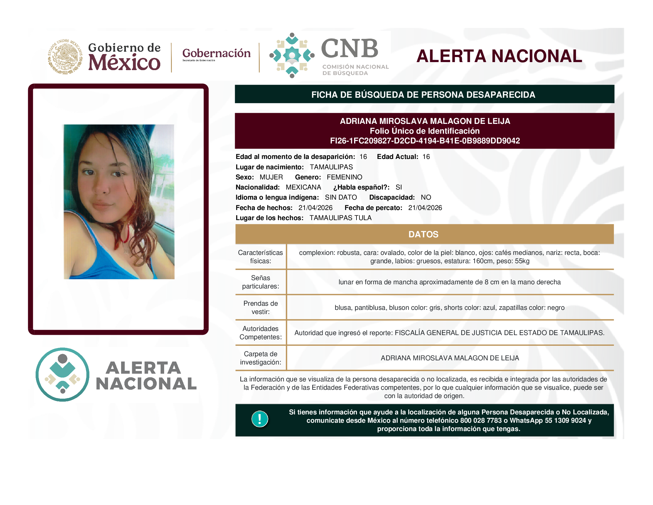 ADRIANA MIROSLAVA MALAGON DE LEIJA