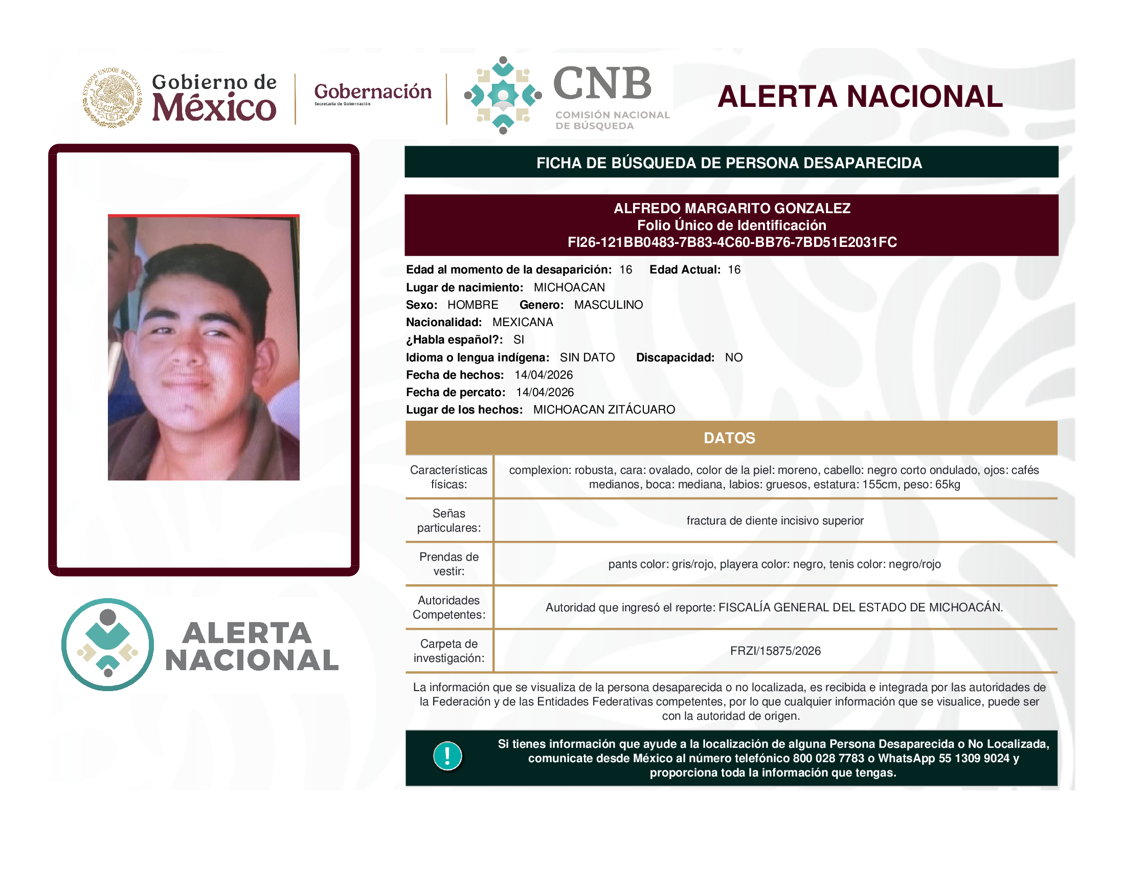 ALFREDO MARGARITO GONZALEZ