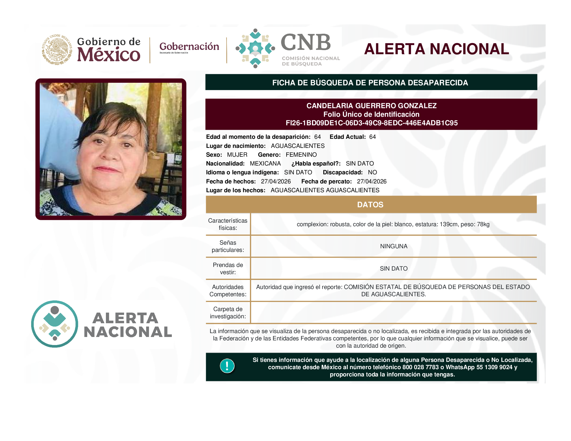 CANDELARIA GUERRERO GONZALEZ
