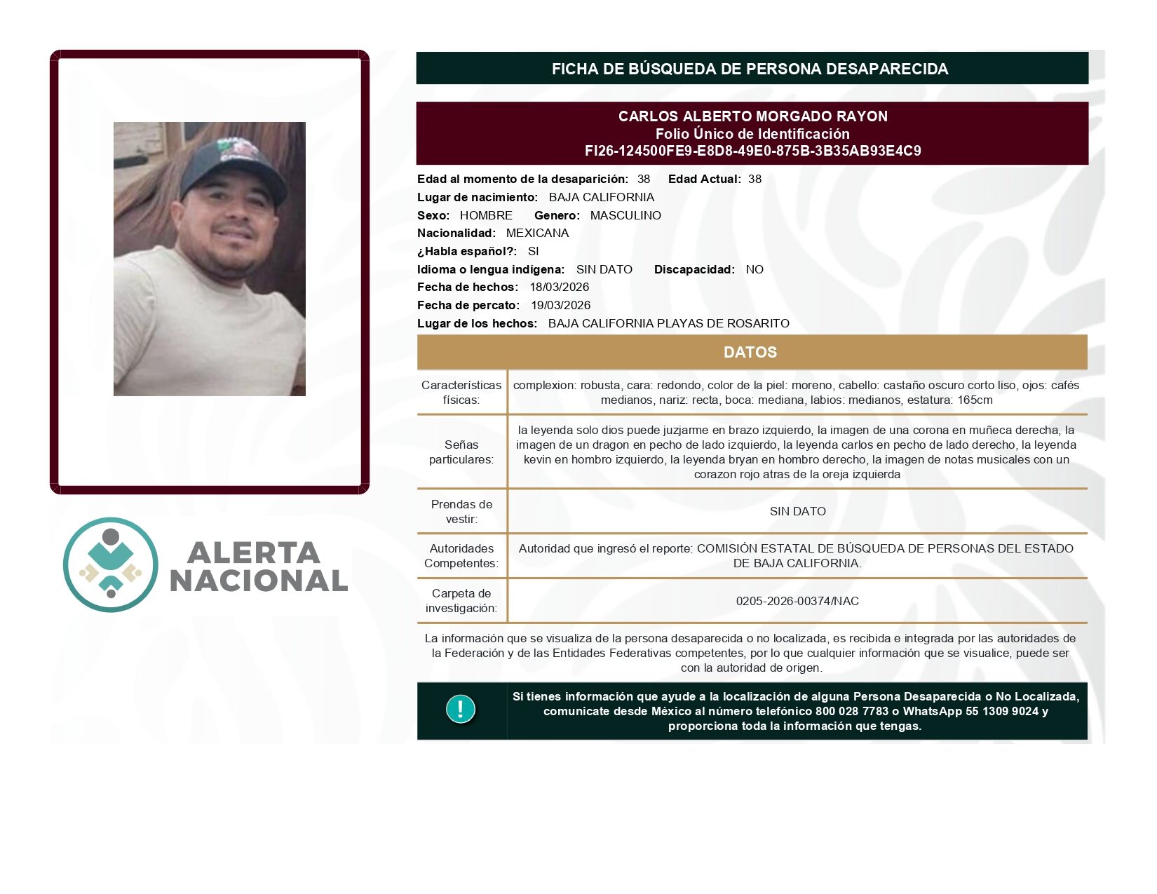 CARLOS ALBERTO MORGADO RAYON