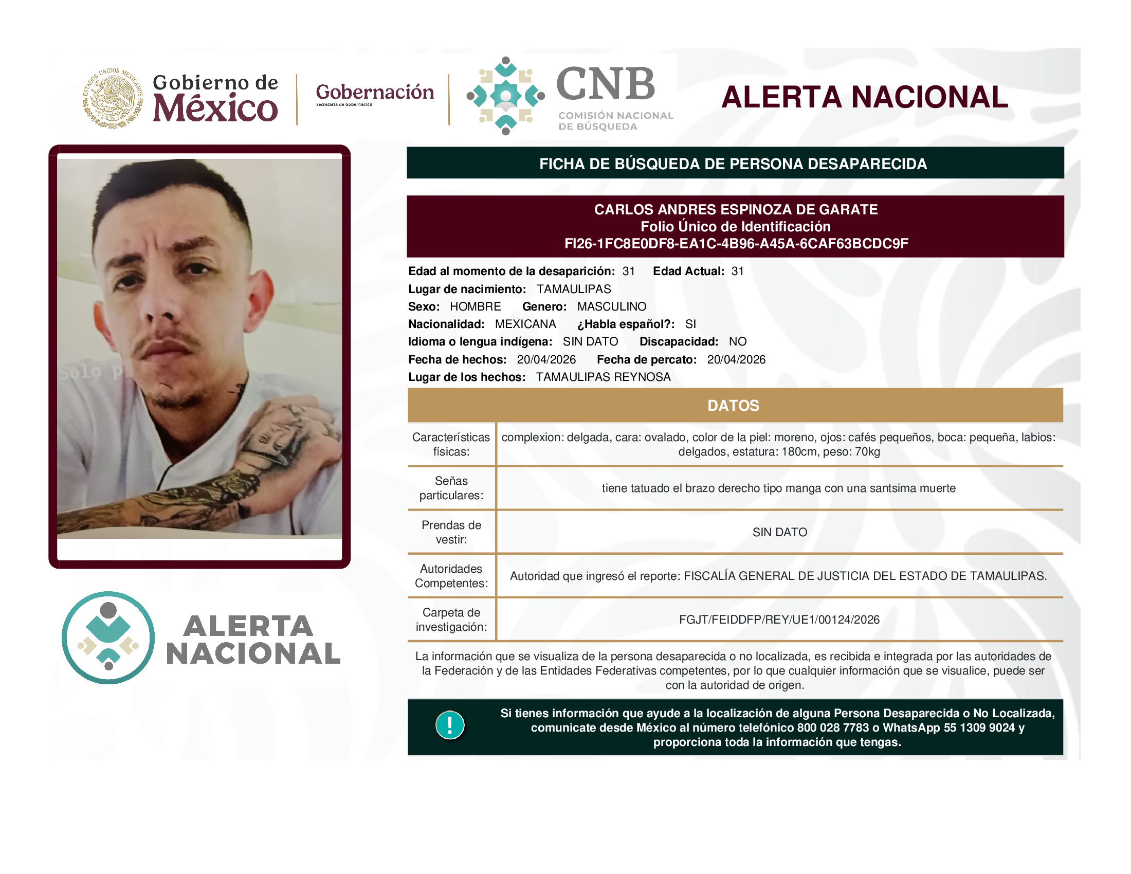 CARLOS ANDRES ESPINOZA DE GARATE