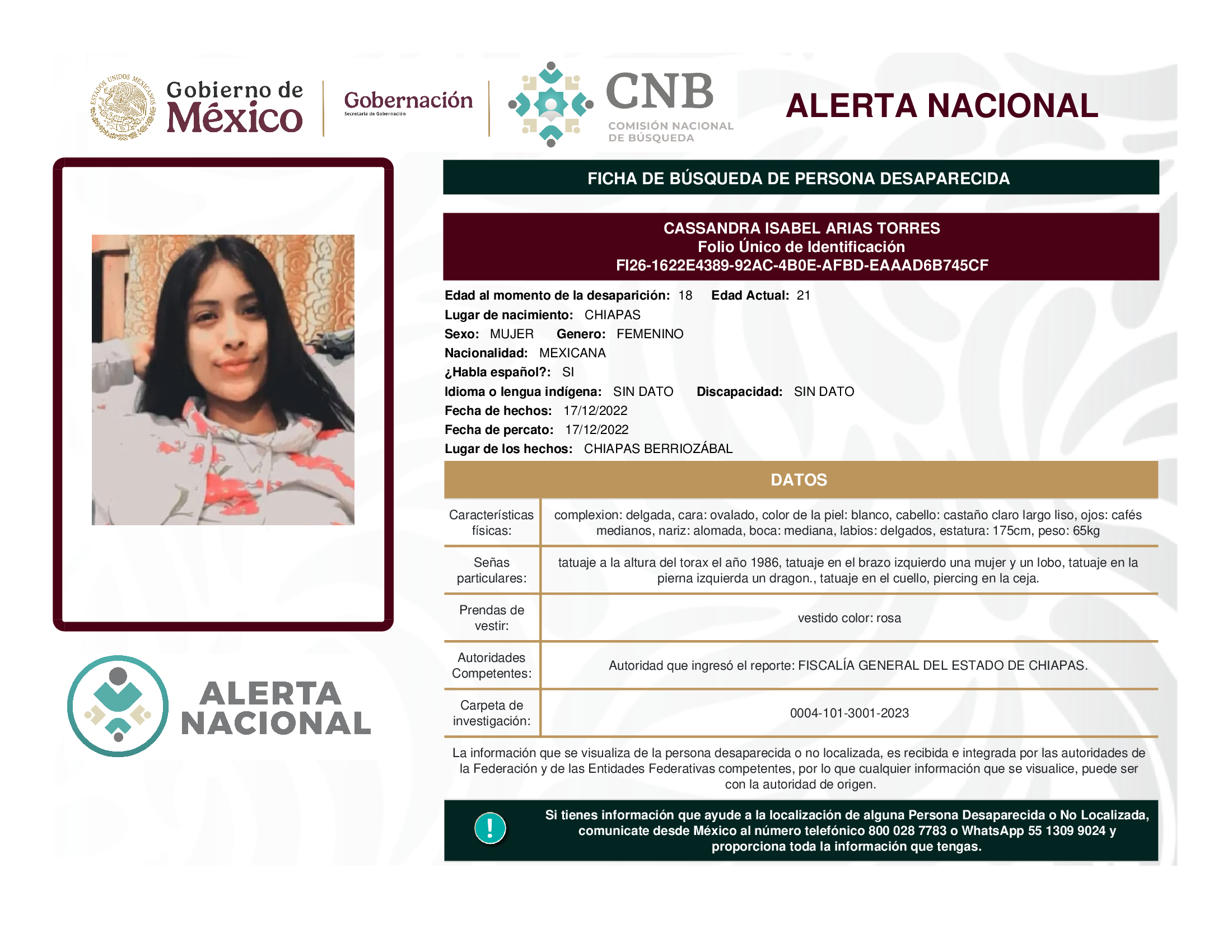 CASSANDRA ISABEL ARIAS TORRES