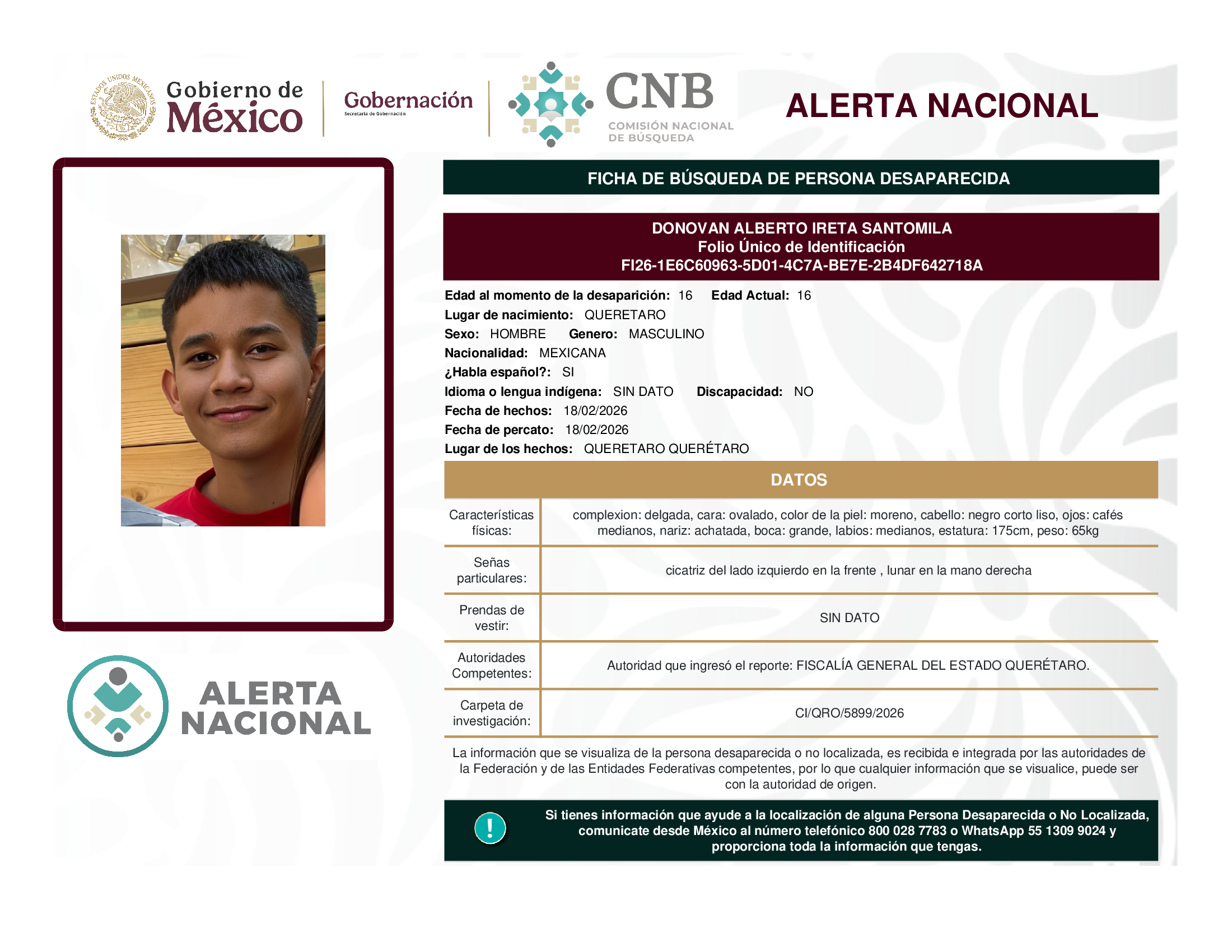 DONOVAN ALBERTO IRETA SANTOMILA