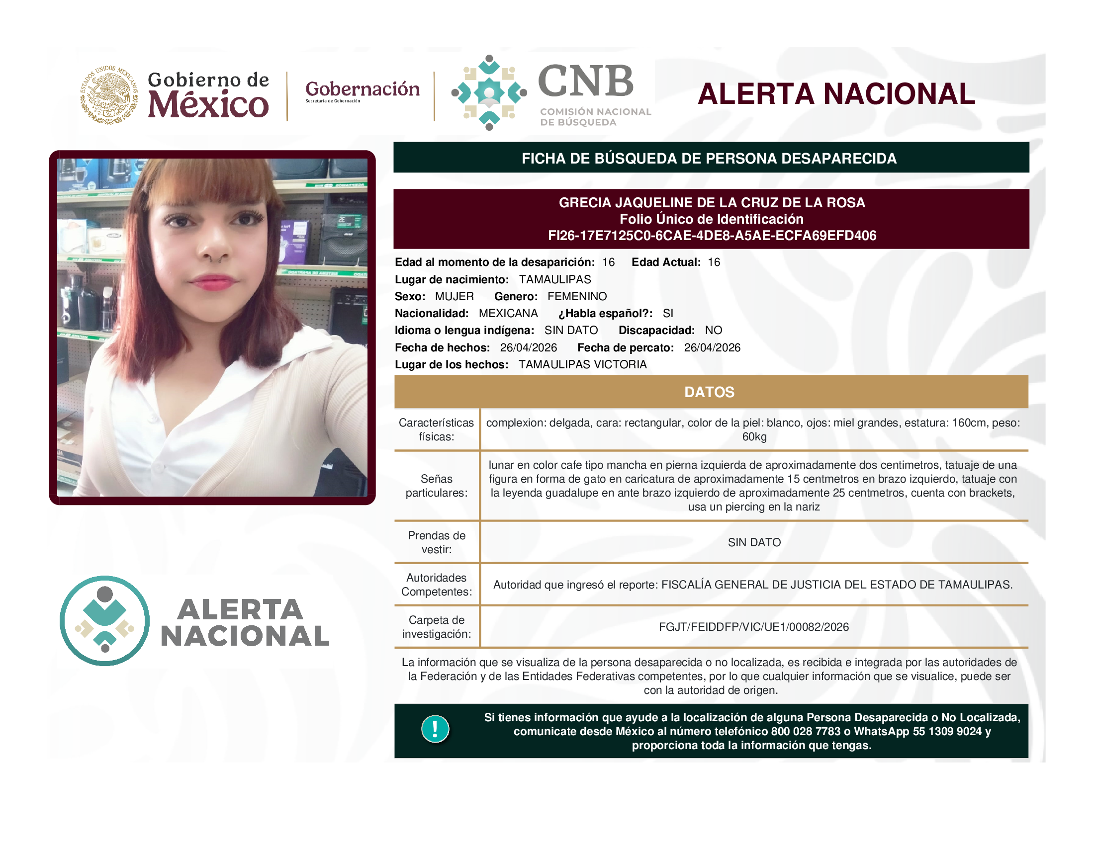GRECIA JAQUELINE DE LA CRUZ DE LA ROSA