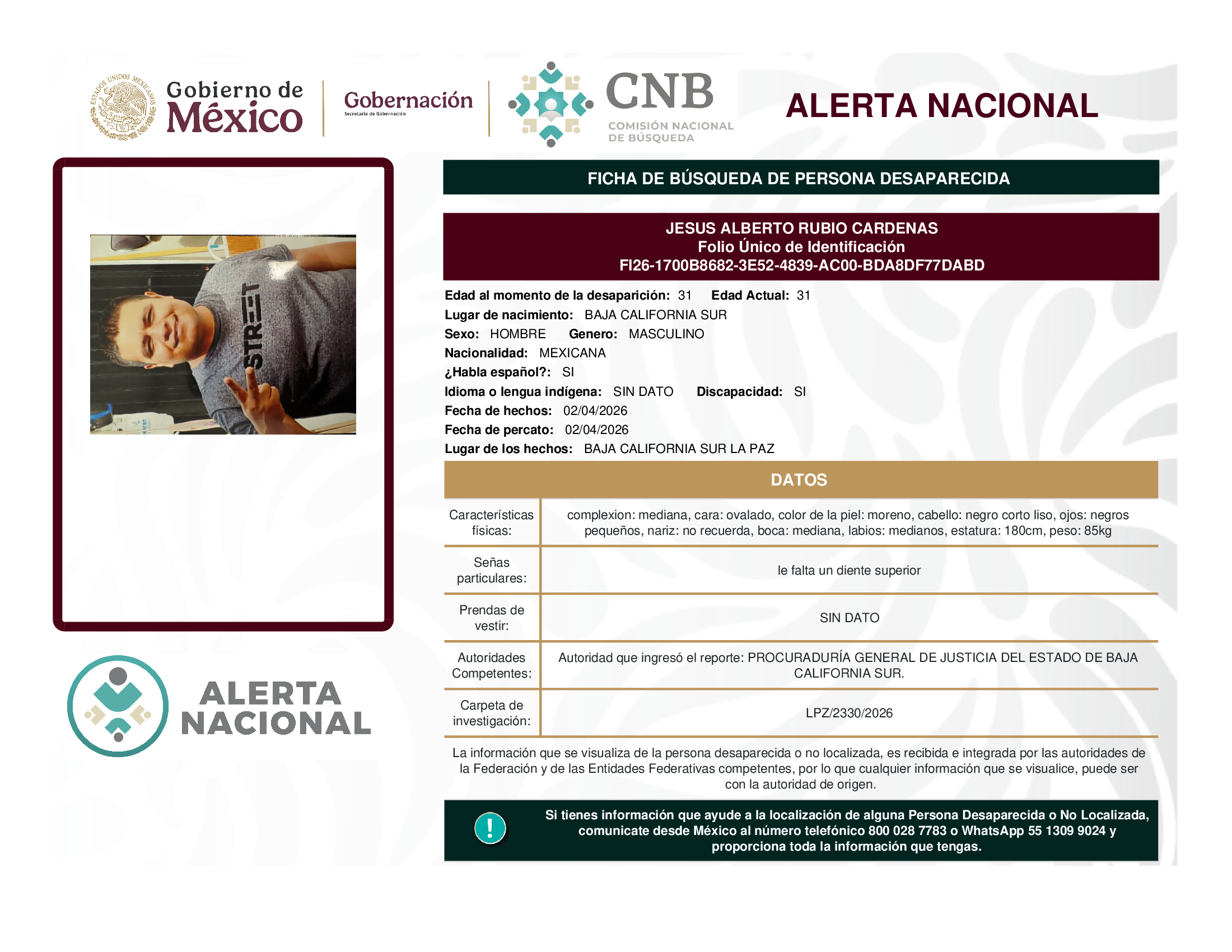 JESUS ALBERTO RUBIO CARDENAS