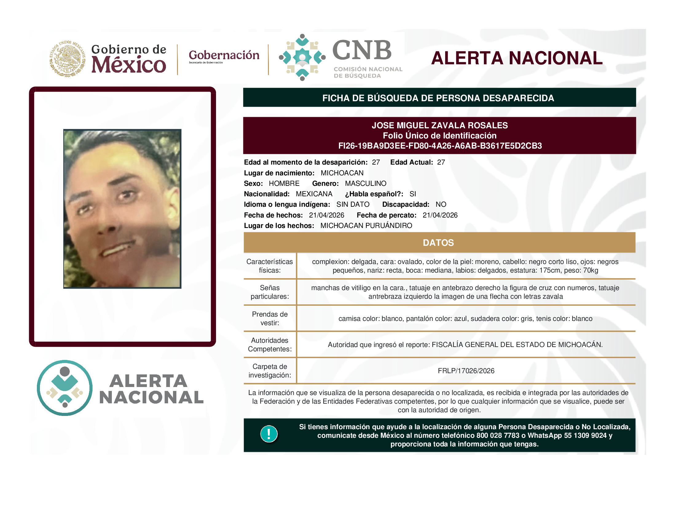 JOSE MIGUEL ZAVALA ROSALES