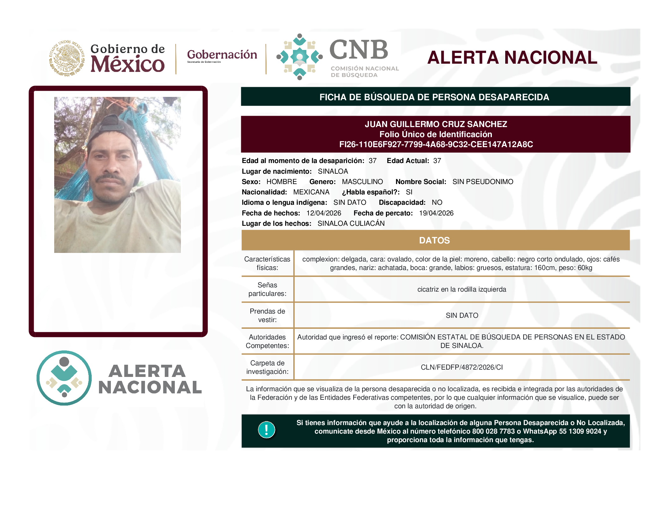 JUAN GUILLERMO CRUZ SANCHEZ