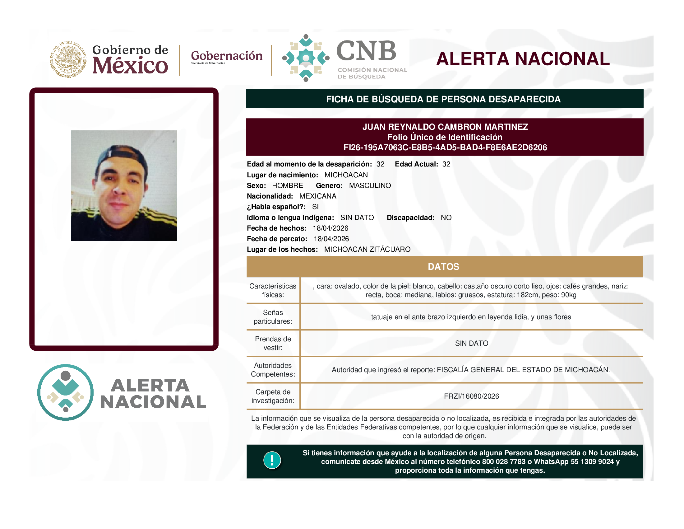 JUAN REYNALDO CAMBRON MARTINEZ