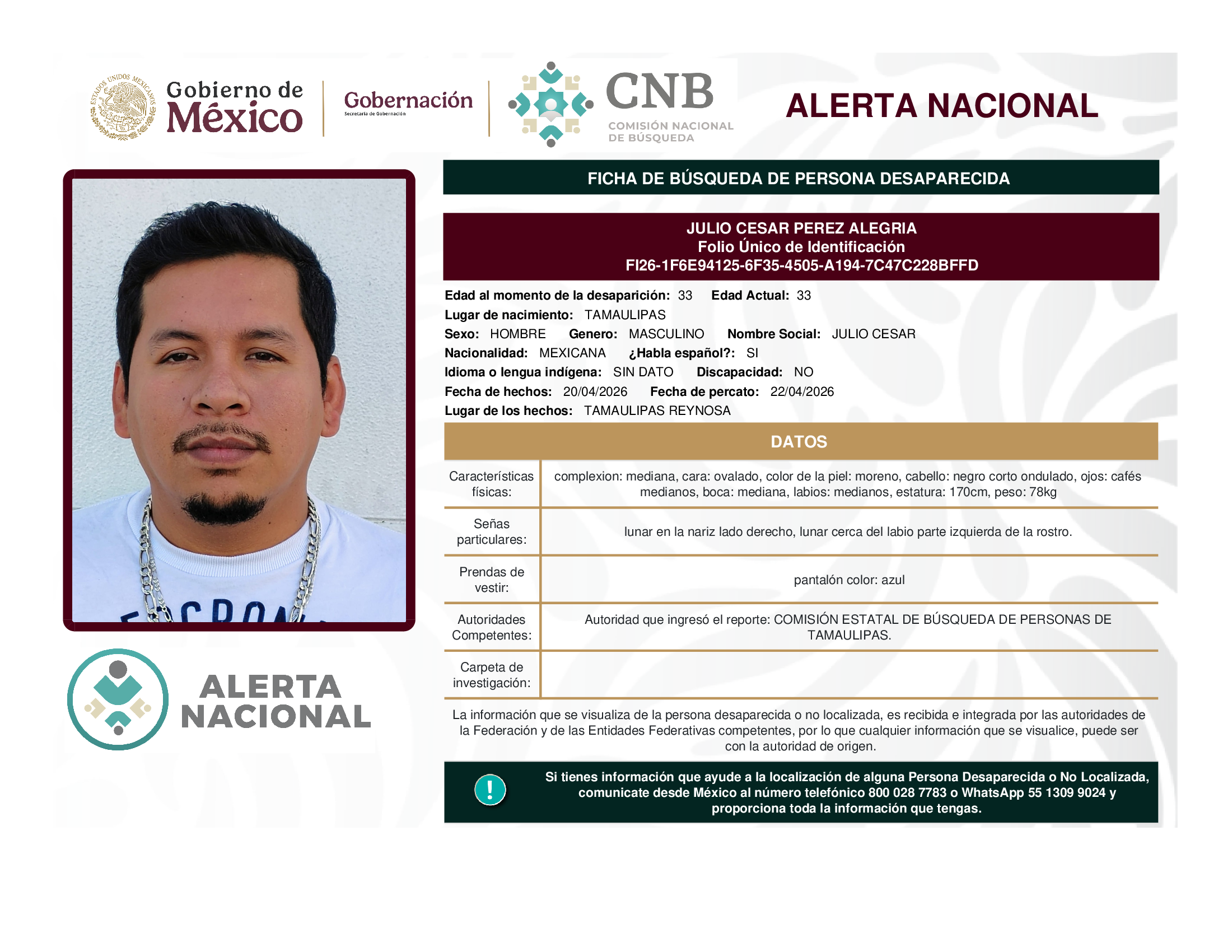 JULIO CESAR PEREZ ALEGRIA