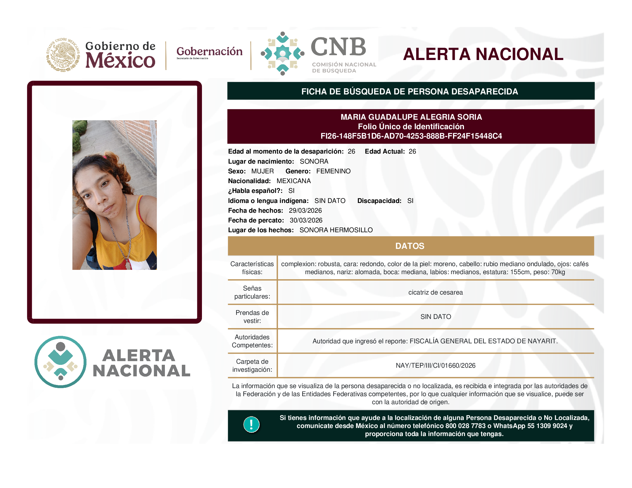 MARIA GUADALUPE ALEGRIA SORIA