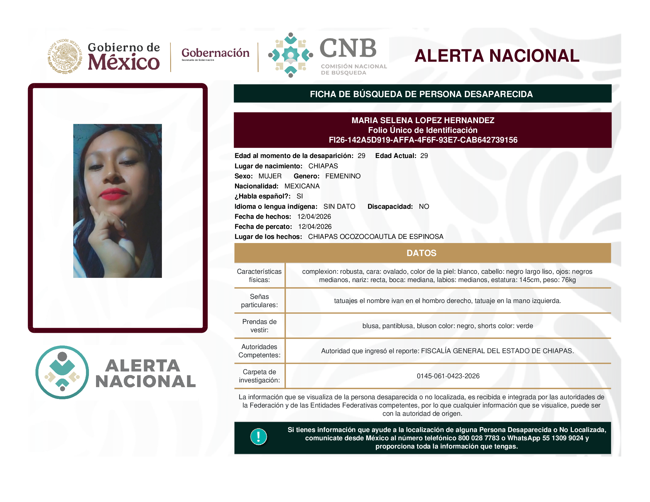 MARIA SELENA LOPEZ HERNANDEZ