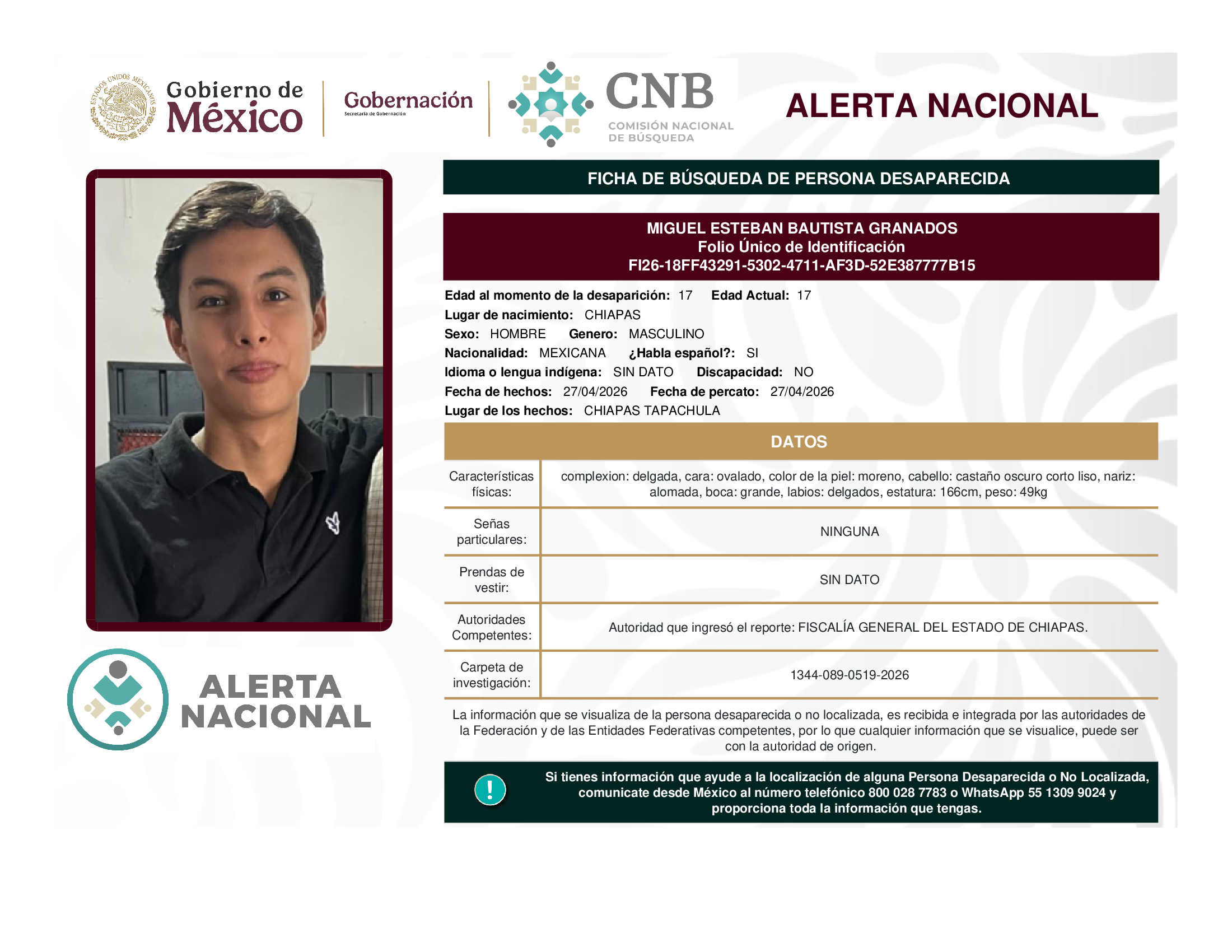 MIGUEL ESTEBAN BAUTISTA GRANADOS