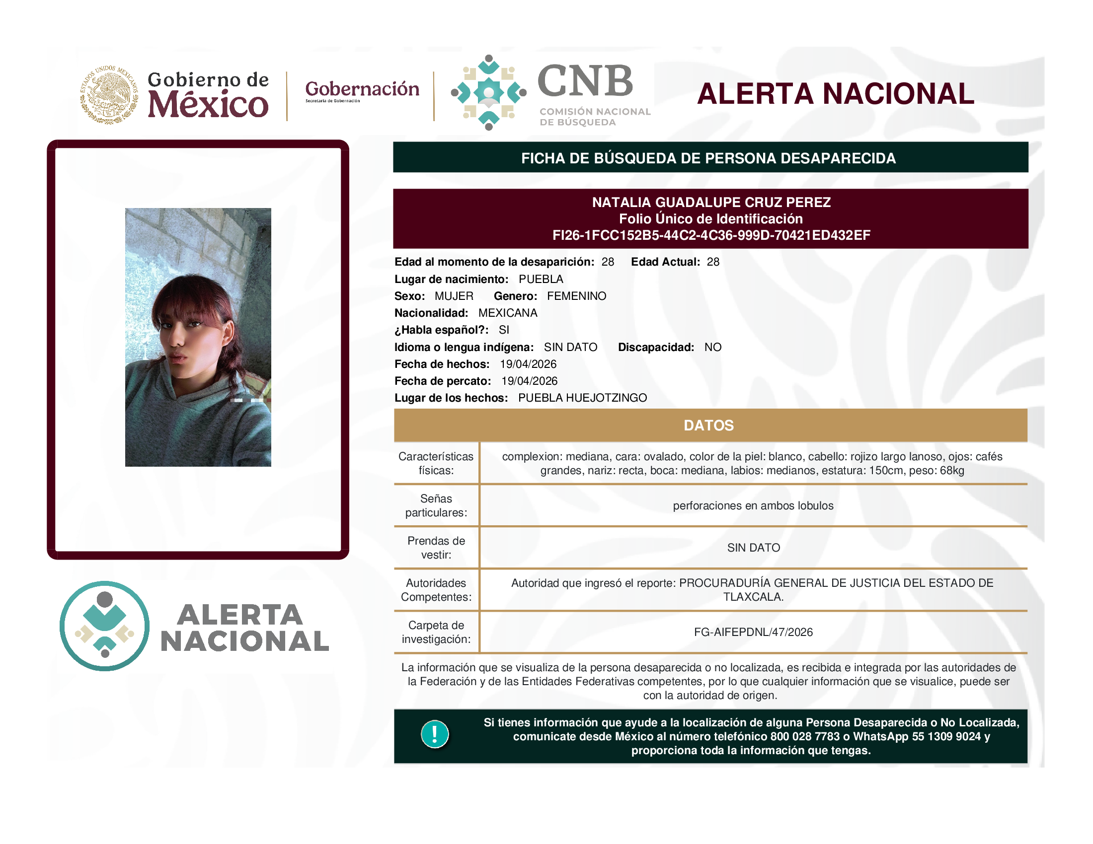 NATALIA GUADALUPE CRUZ PEREZ