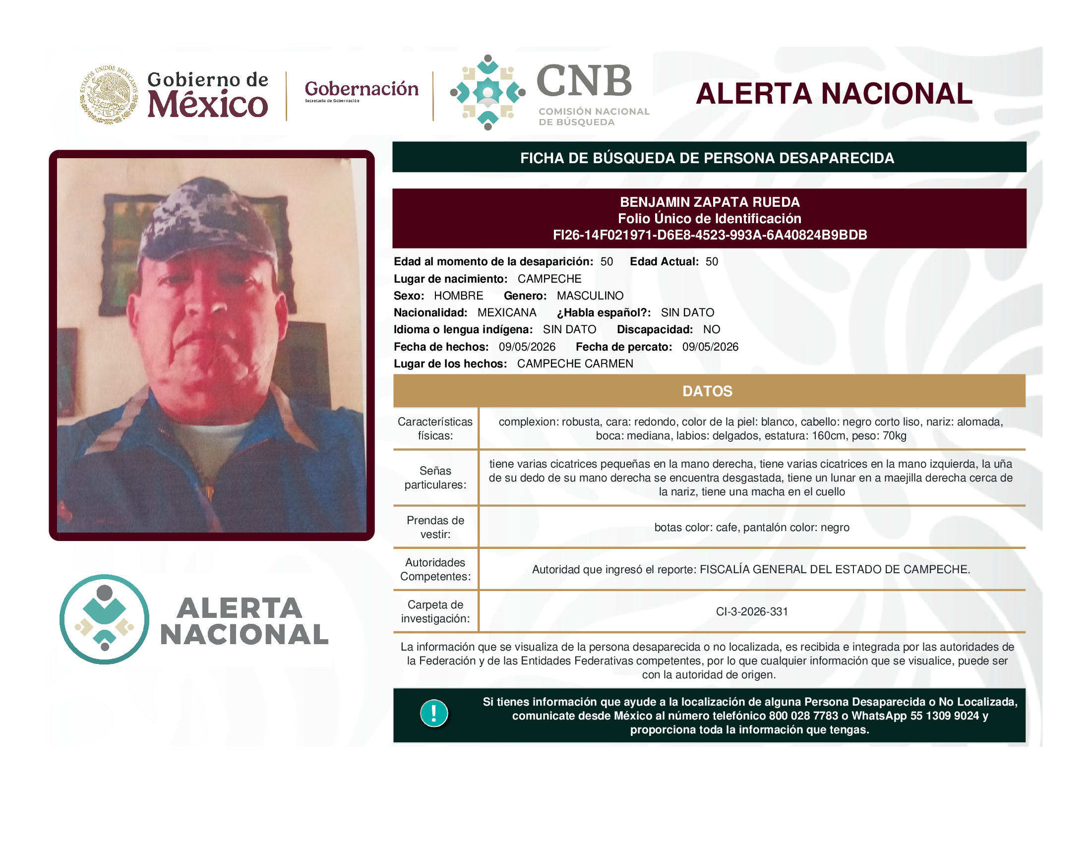 BENJAMIN ZAPATA RUEDA