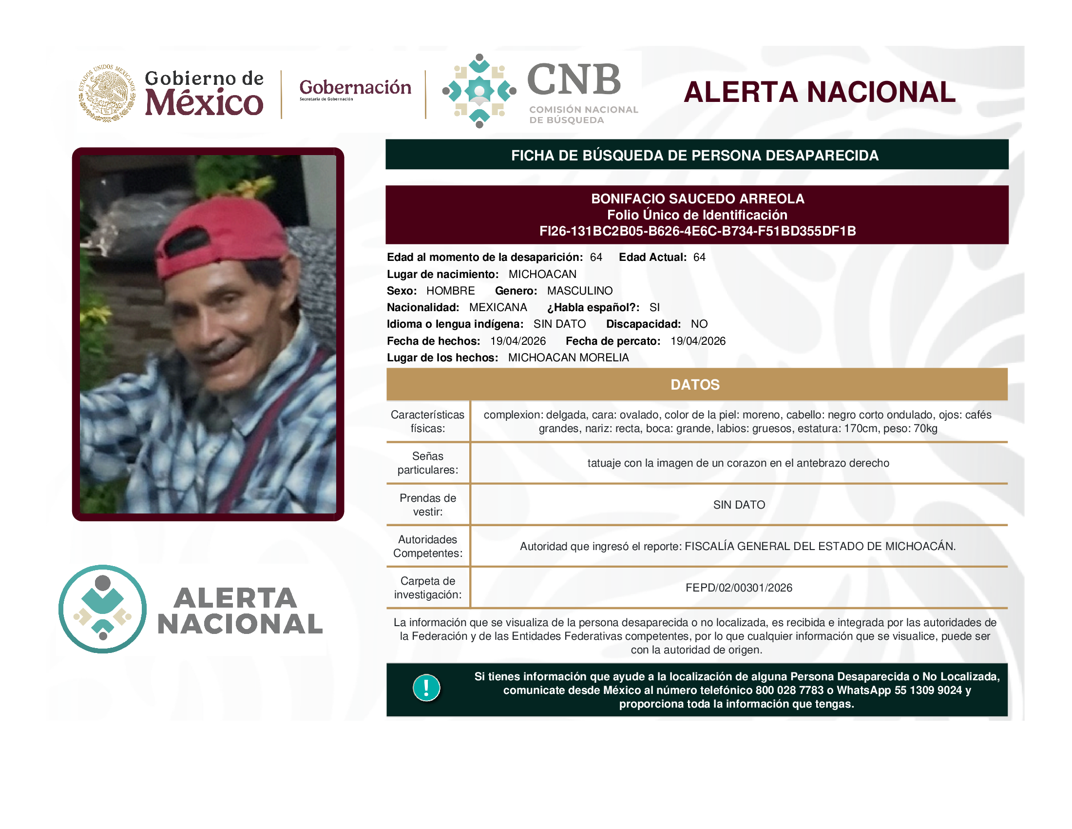 BONIFACIO SAUCEDO ARREOLA