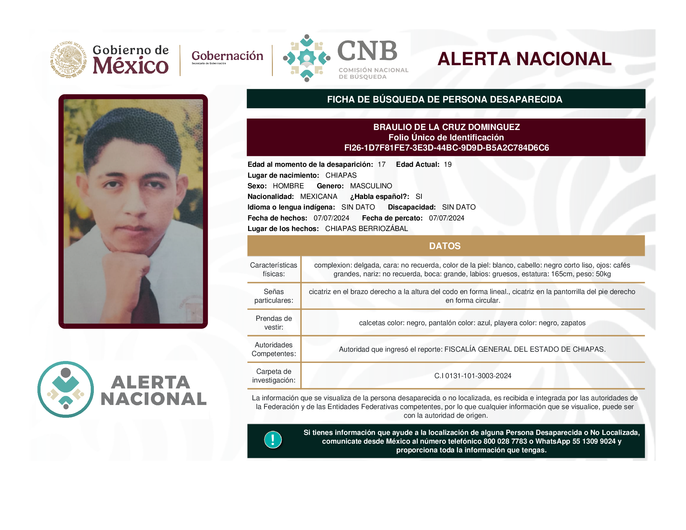 BRAULIO DE LA CRUZ DOMINGUEZ