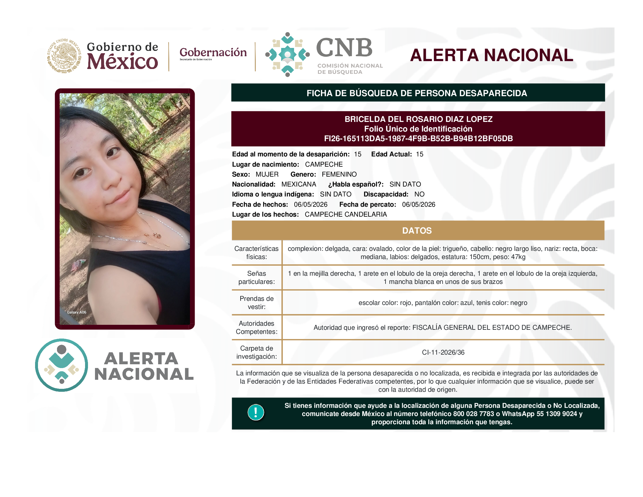 BRICELDA DEL ROSARIO DIAZ LOPEZ