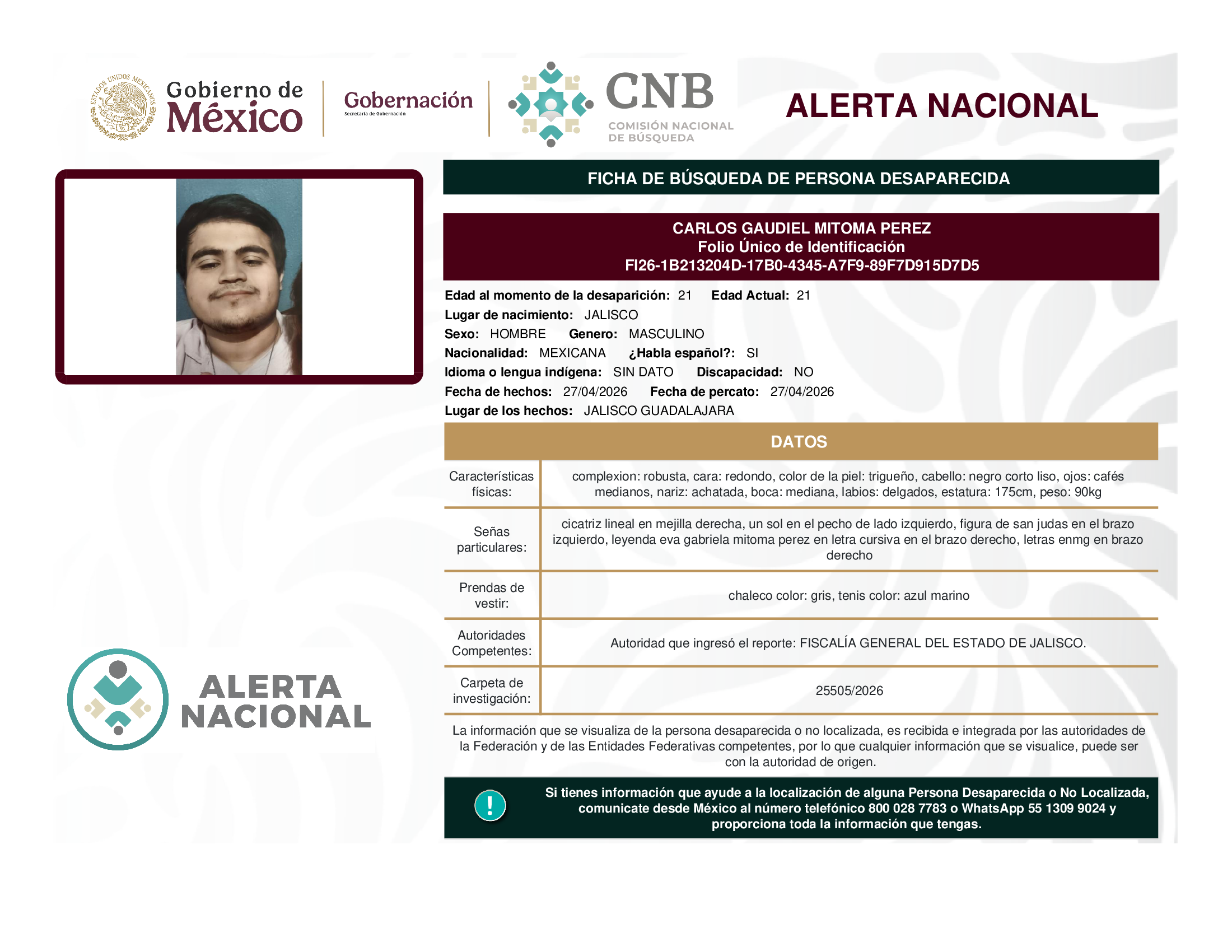 CARLOS GAUDIEL MITOMA PEREZ