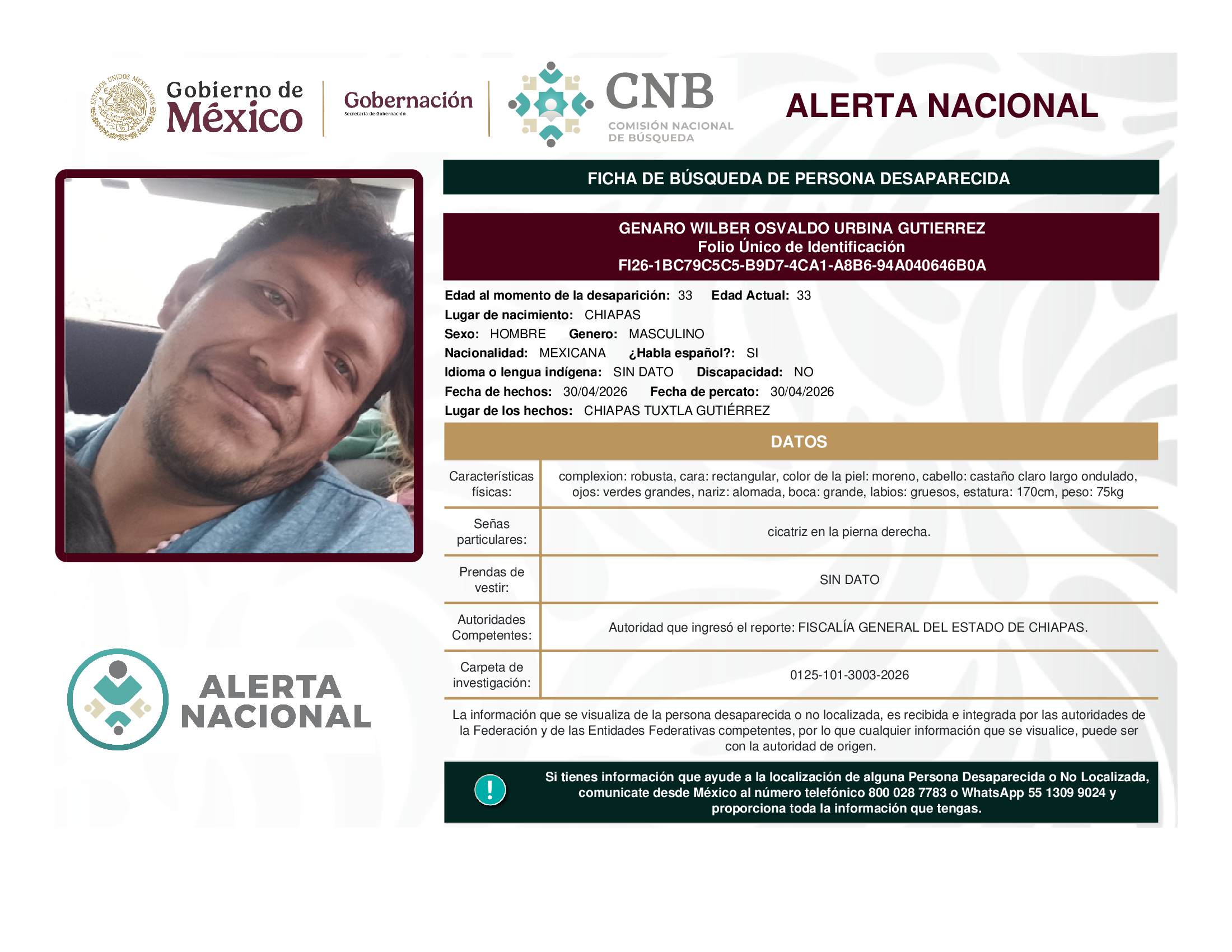 GENARO WILBER OSVALDO URBINA GUTIERREZ