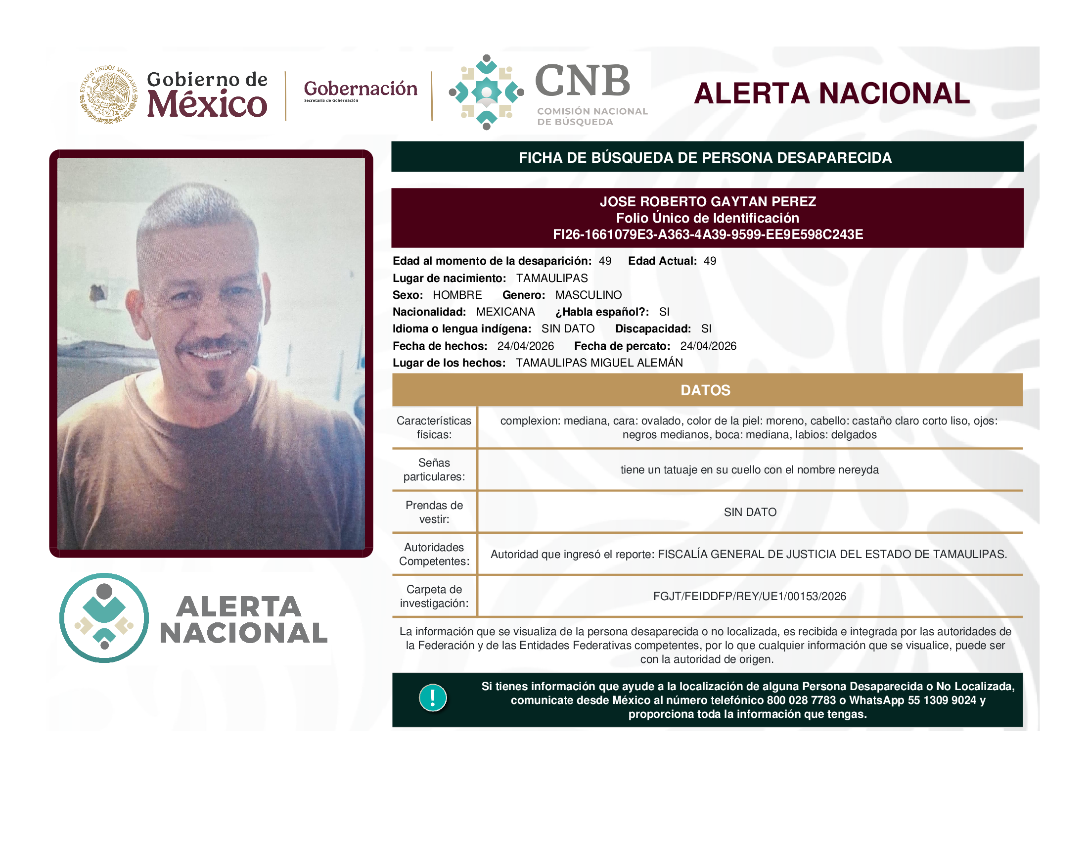 JOSE ROBERTO GAYTAN PEREZ