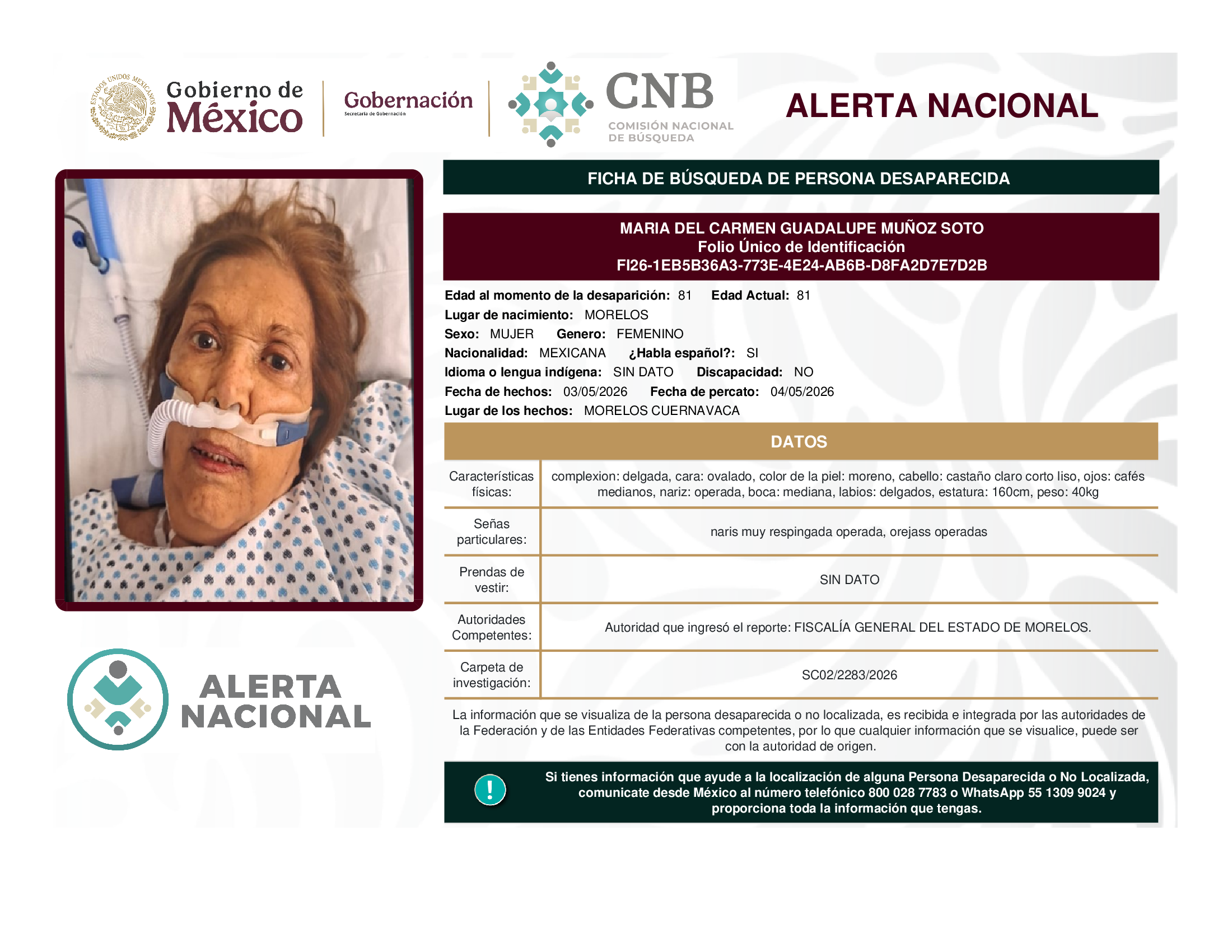MARIA DEL CARMEN GUADALUPE MUÑOZ SOTO