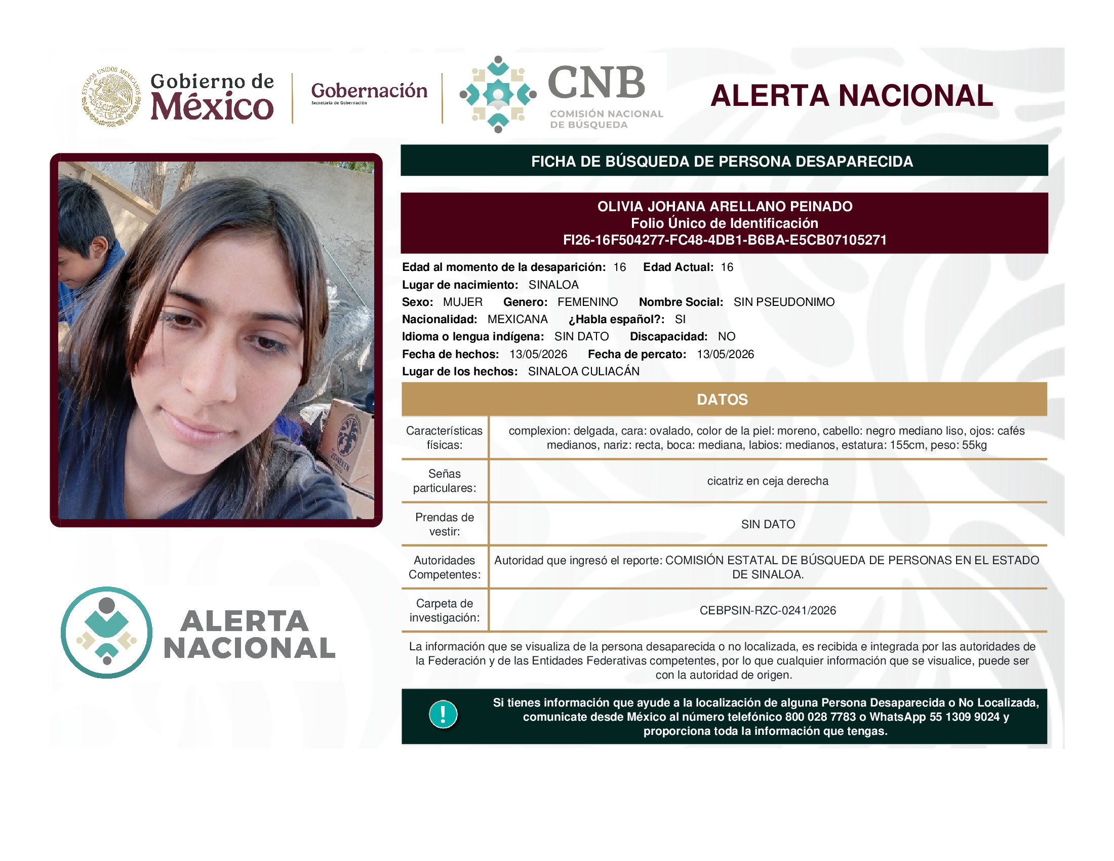 OLIVIA JOHANA ARELLANO PEINADO