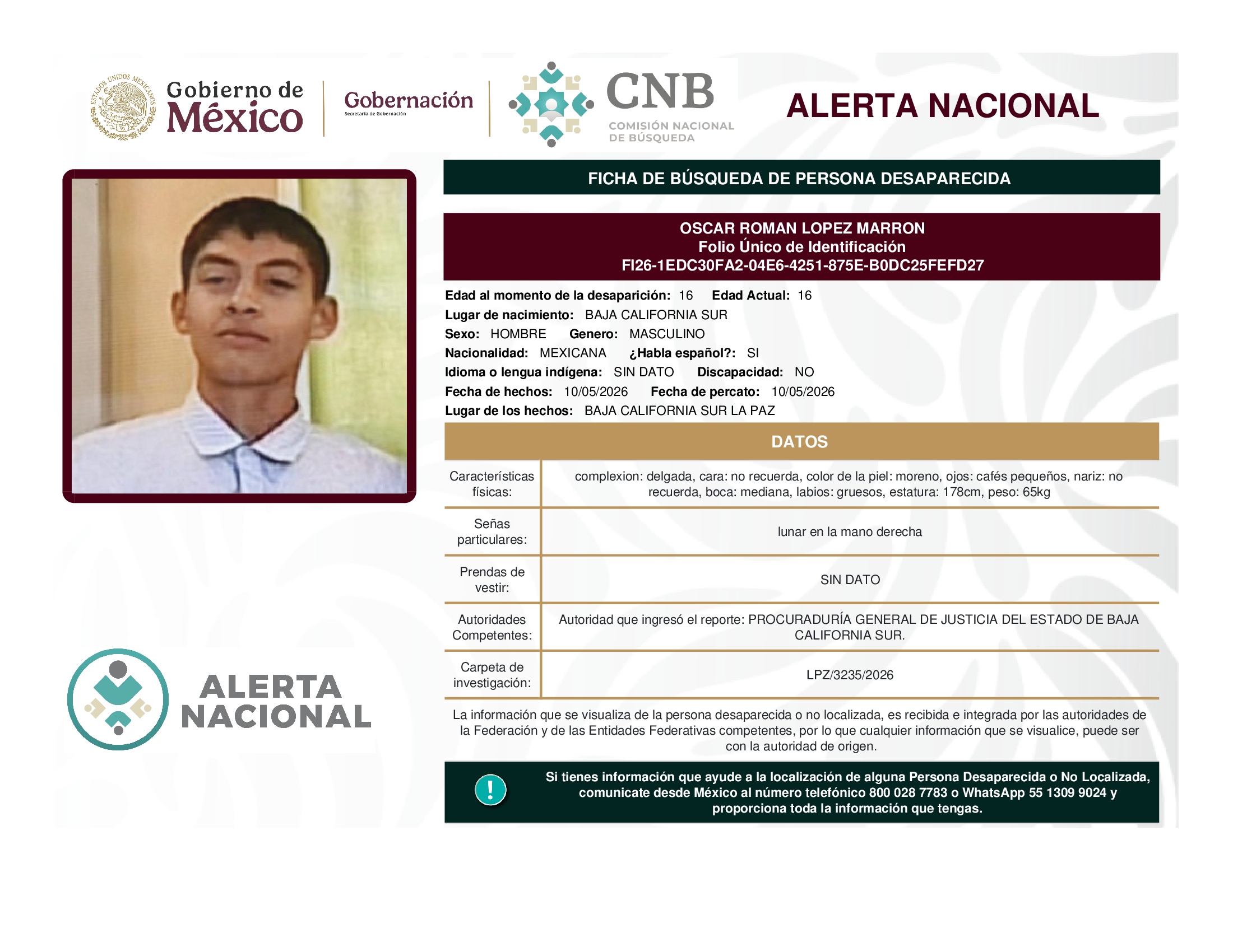 OSCAR ROMAN LOPEZ MARRON