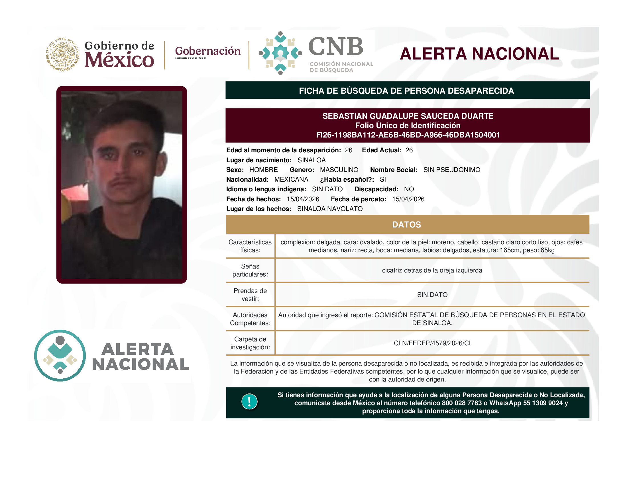 SEBASTIAN GUADALUPE SAUCEDA DUARTE