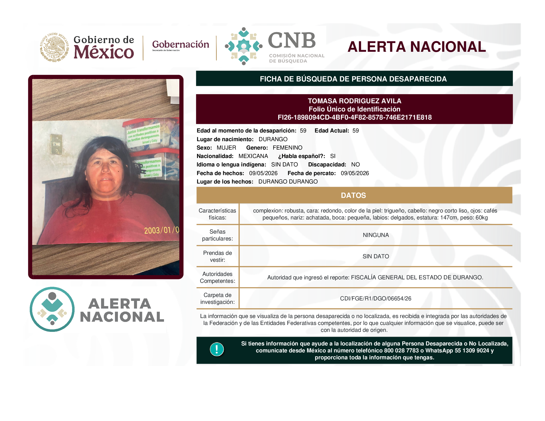 TOMASA RODRIGUEZ AVILA