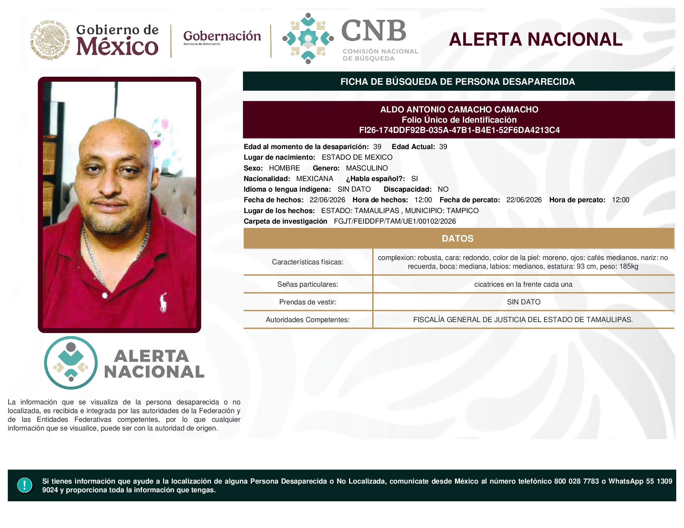 ALDO ANTONIO CAMACHO CAMACHO