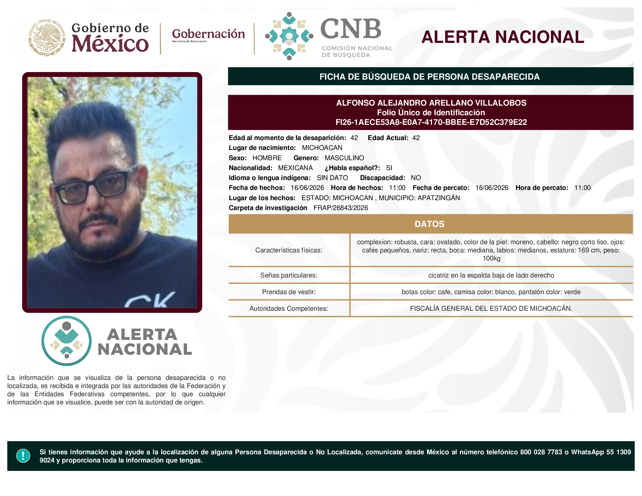ALFONSO ALEJANDRO ARELLANO VILLALOBOS