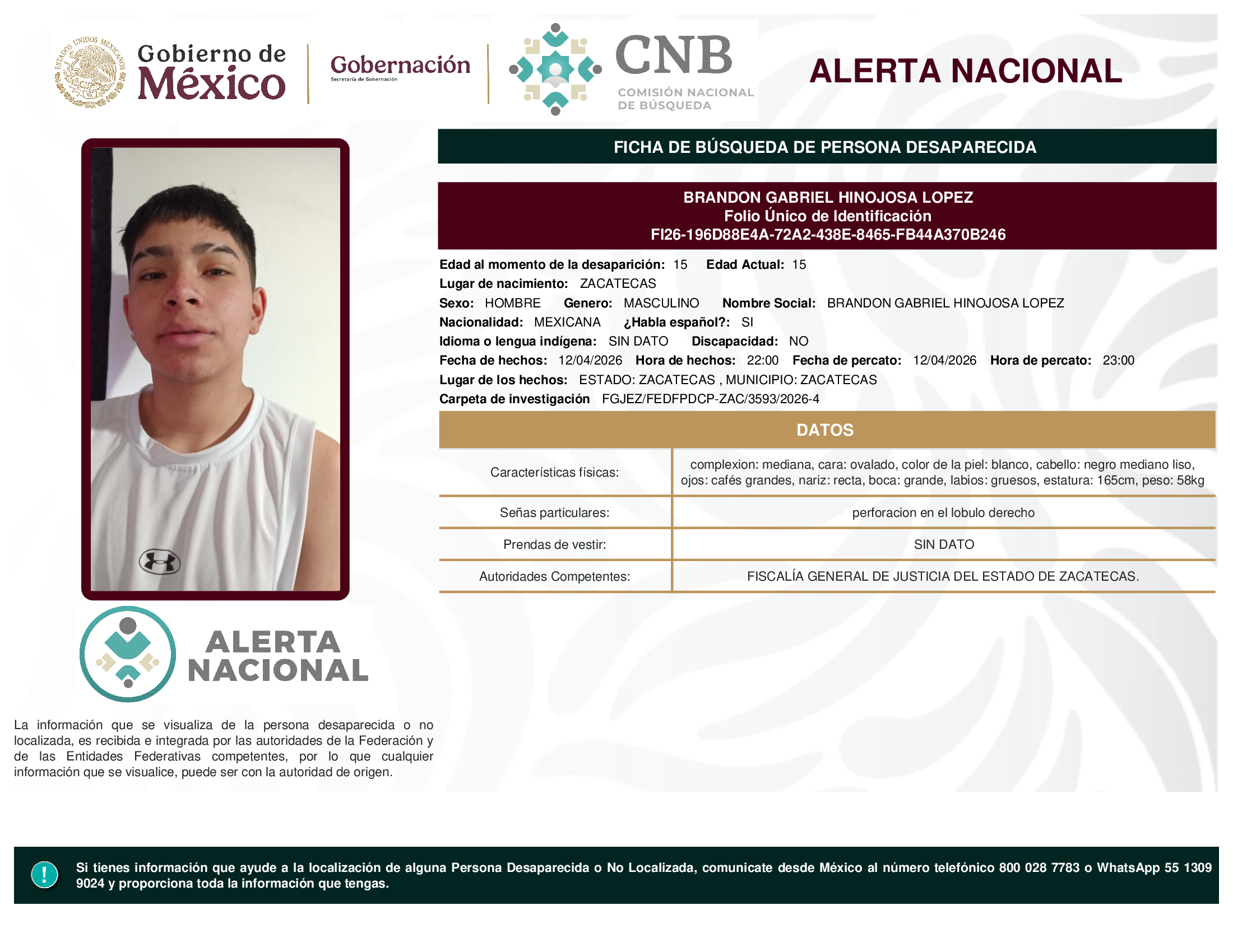 BRANDON GABRIEL HINOJOSA LOPEZ