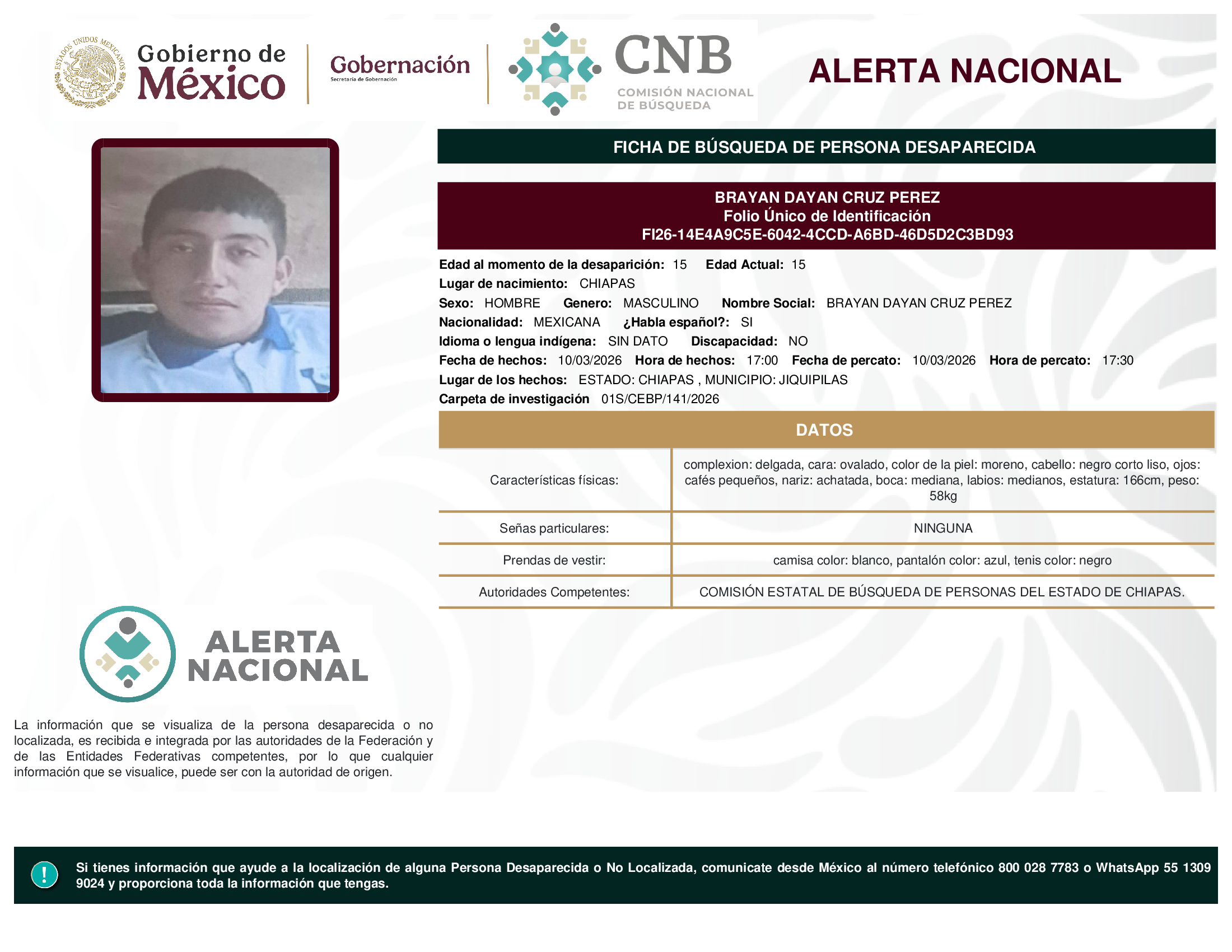 BRAYAN DAYAN CRUZ PEREZ