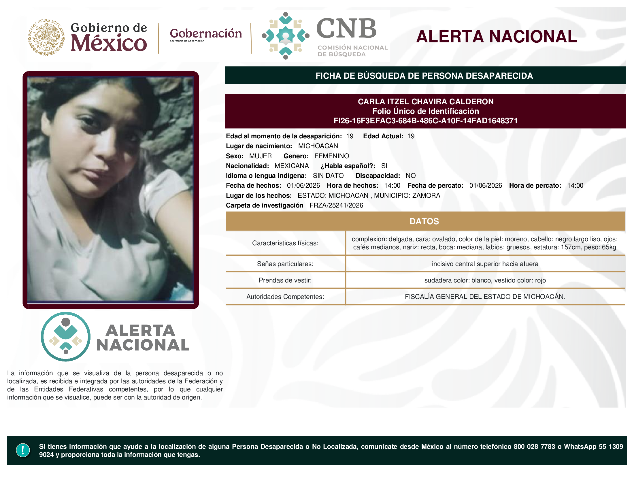 CARLA ITZEL CHAVIRA CALDERON