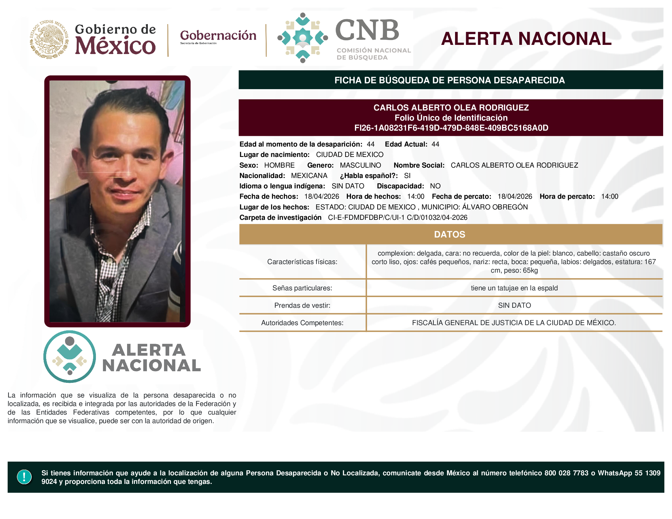 CARLOS ALBERTO OLEA RODRIGUEZ