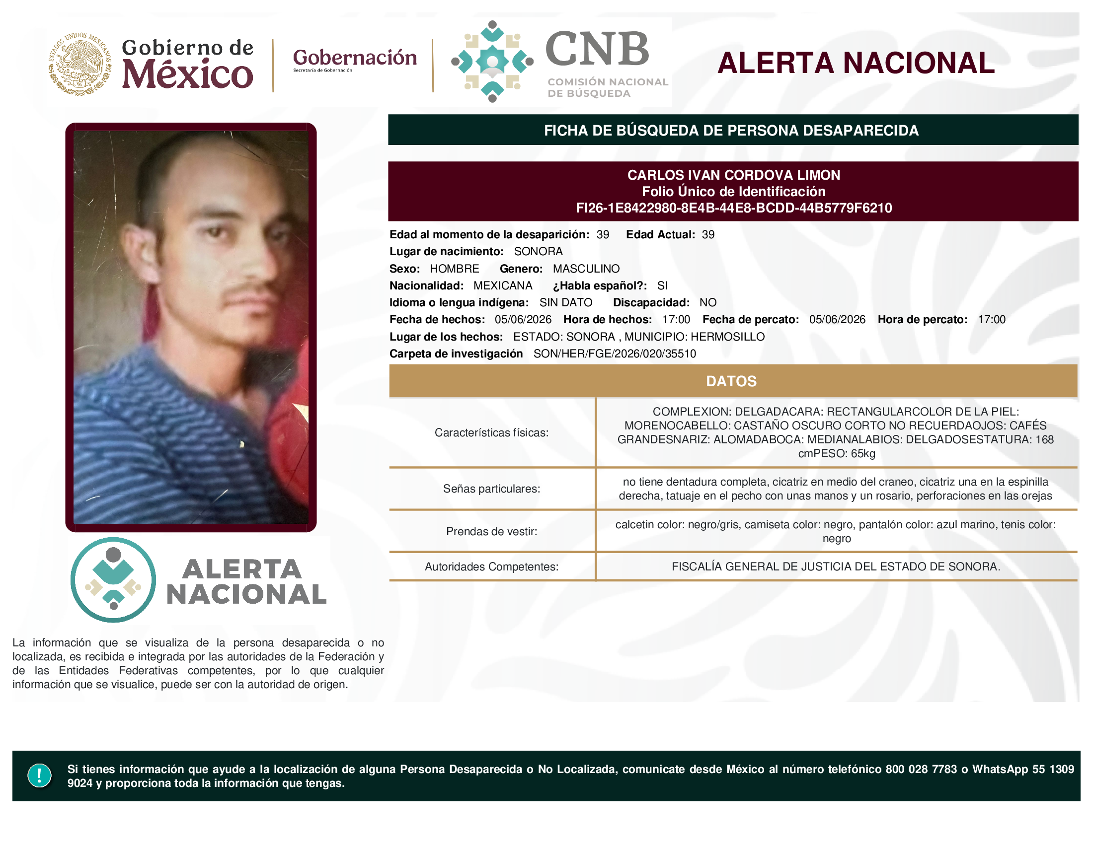 CARLOS IVAN CORDOVA LIMON